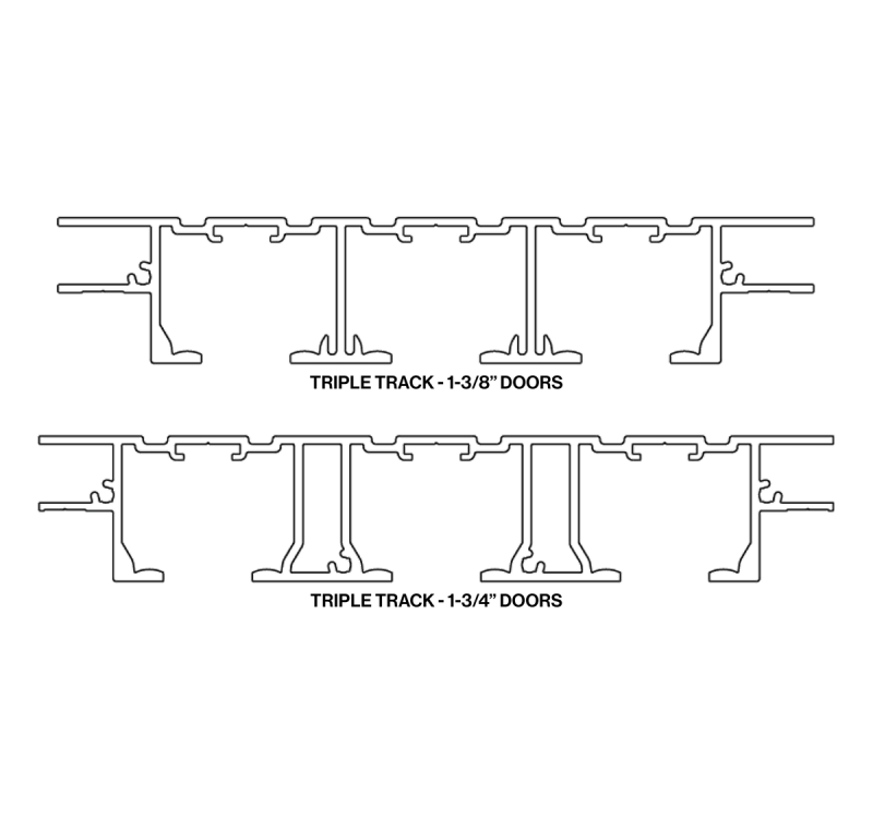 Full Height Ceiling Mount Track Triple Specification Drawing