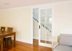 TopMountTrack Single installed in a custom pocket door TopMountTrack Single installed in a custom pocket door