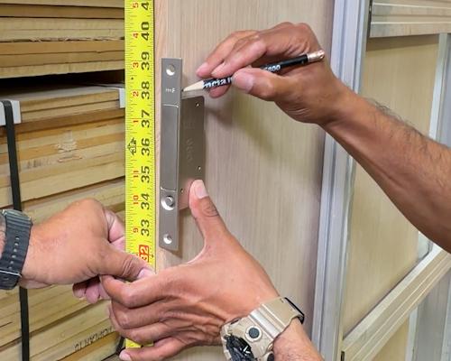 measuring door handle for door