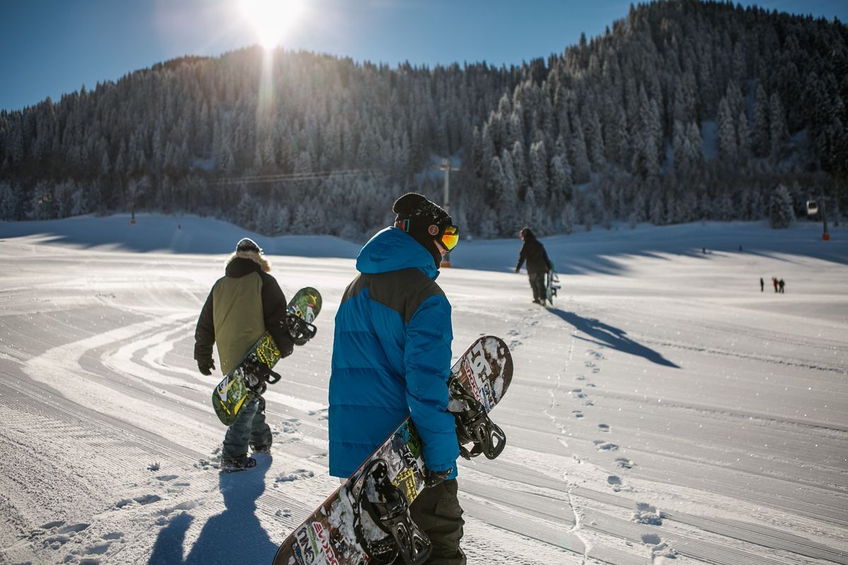 Skiing on a snowy mountain