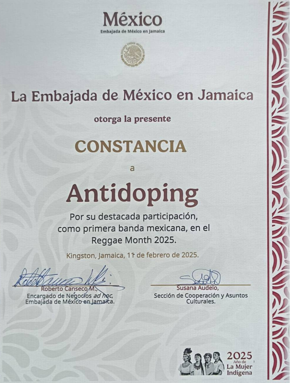 Reconocimiento Jamaica Antidoping