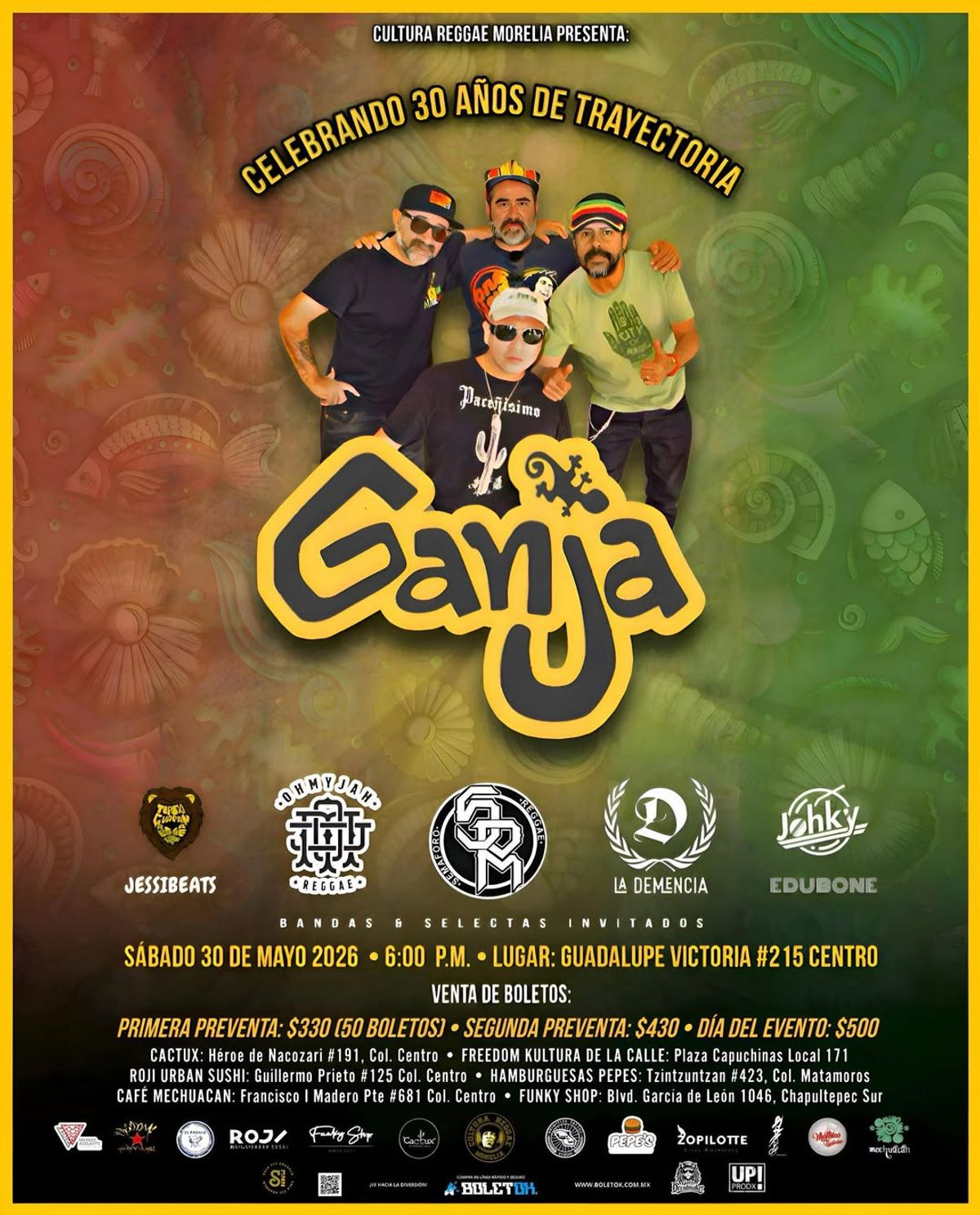 Ganja en Morelia 2026 – 30 Años de Reggae Mexicano