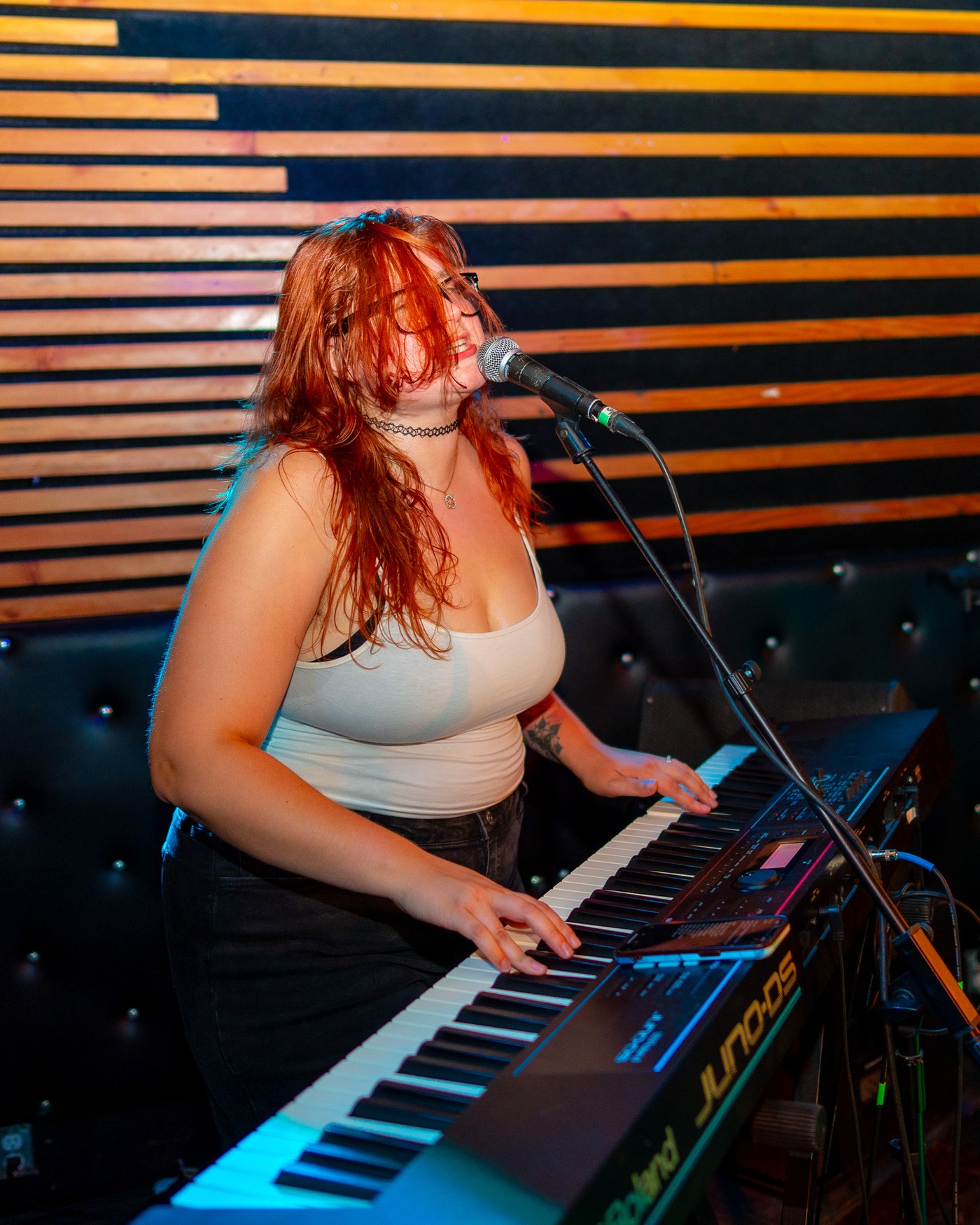 Bri performing on keys