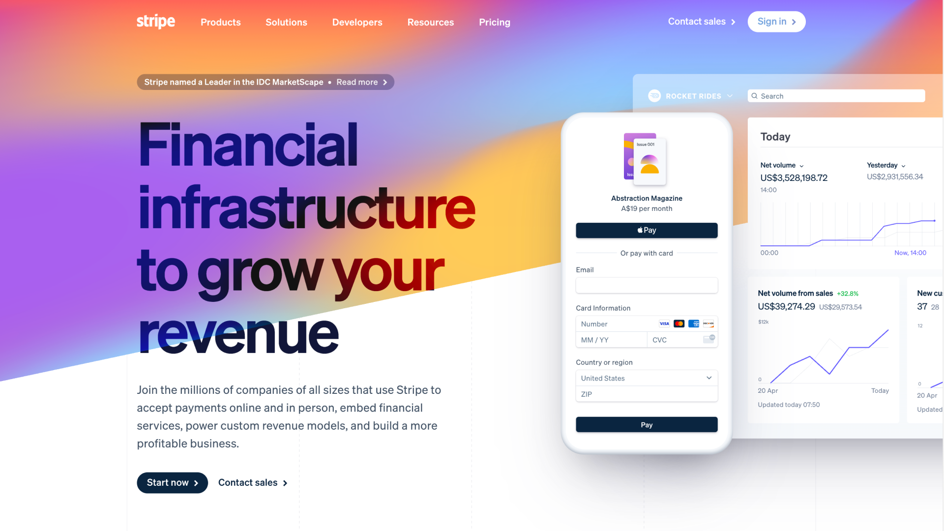 Stripe homepage