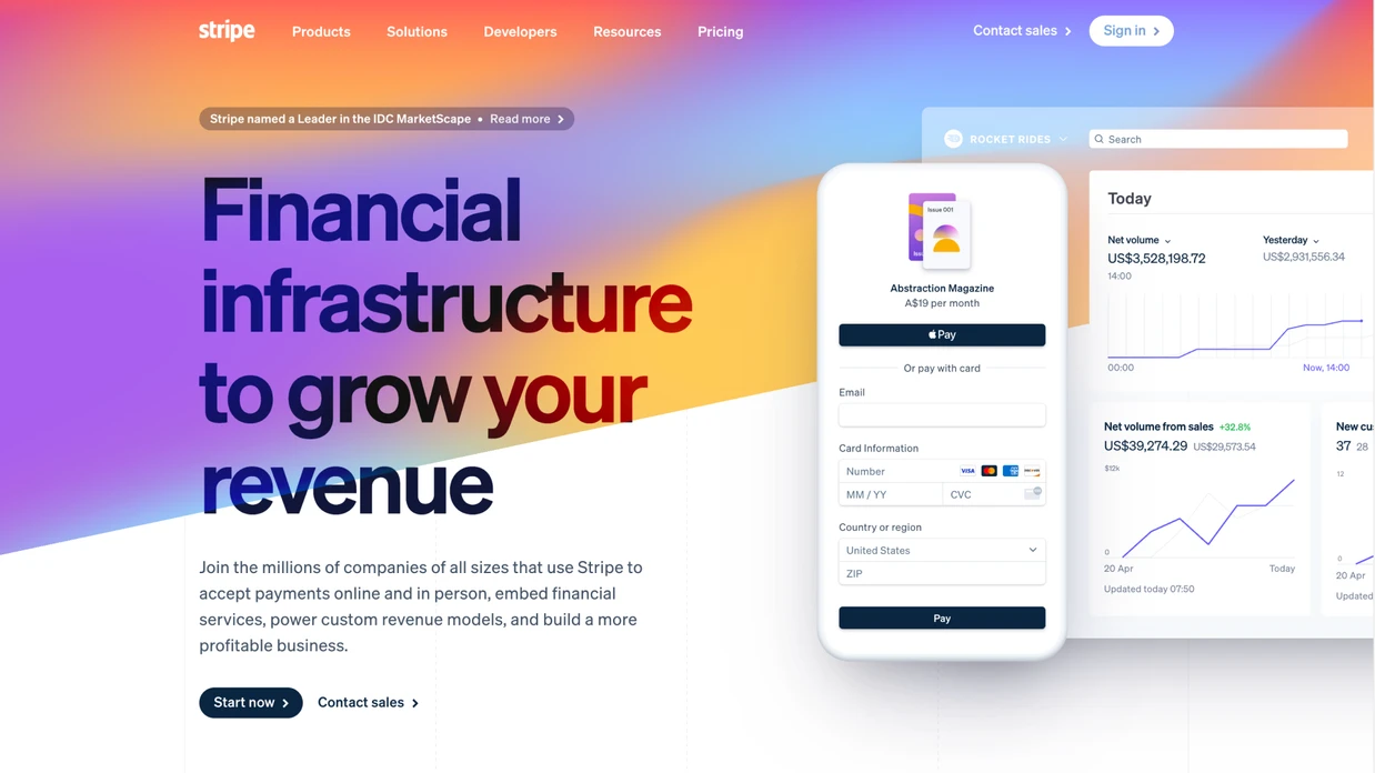 Stripe homepage