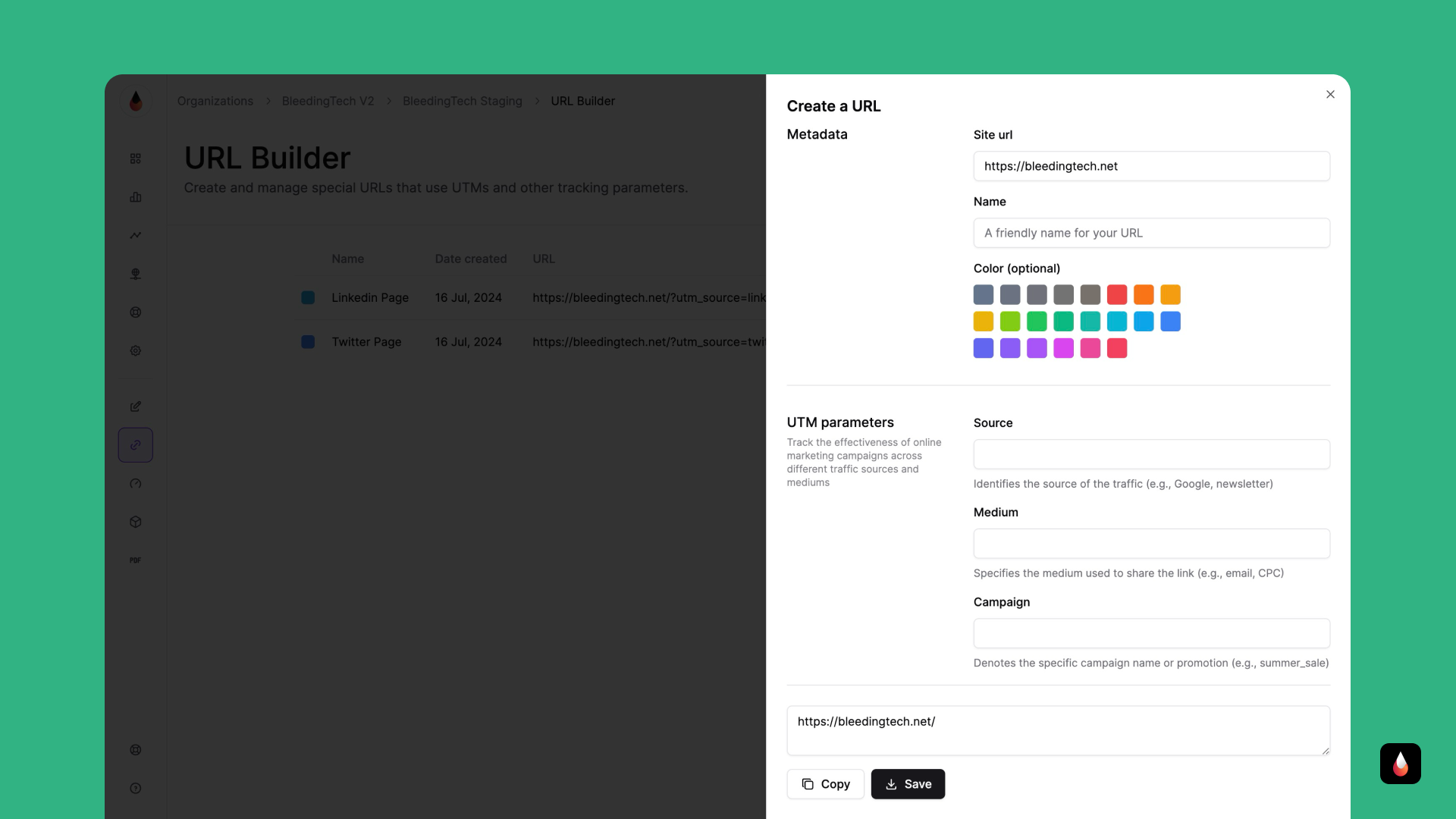dashboard url builder