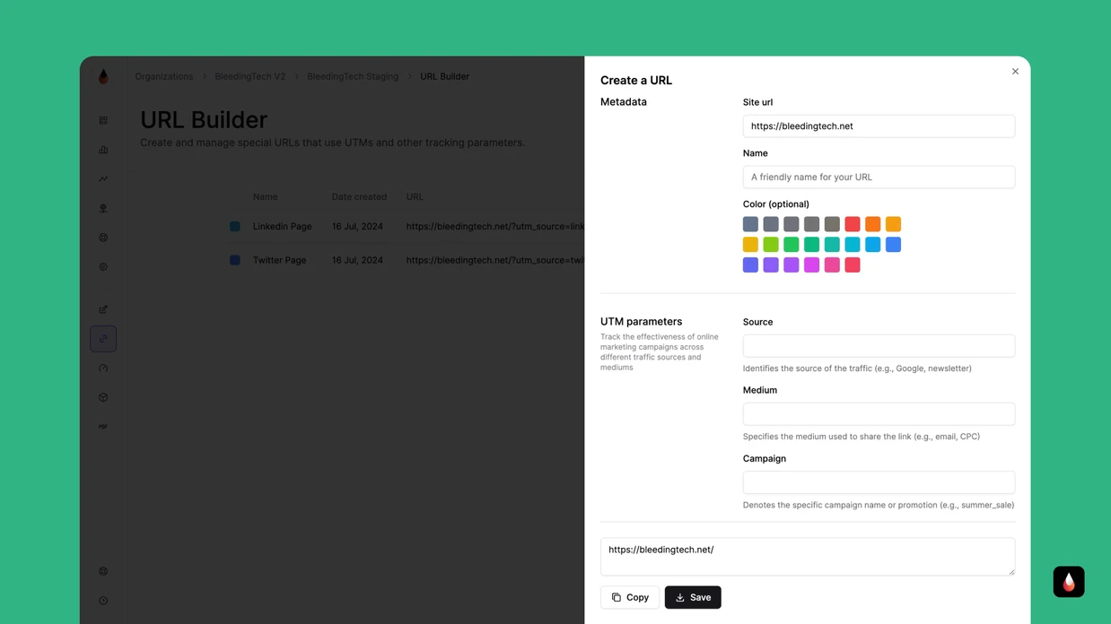dashboard url builder