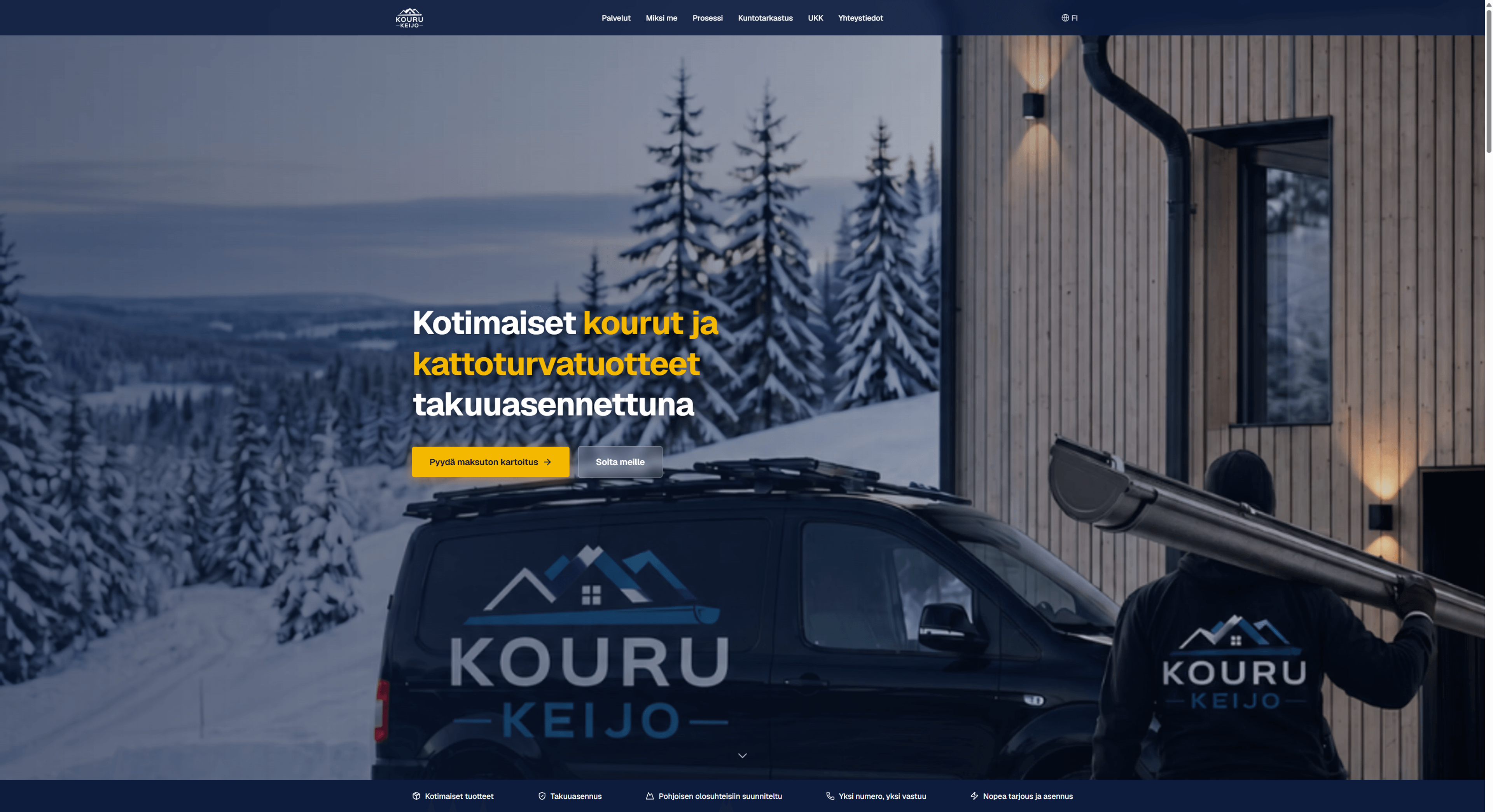 Kuvakaappaus Kouru Keijon verkkosivun etusivusta