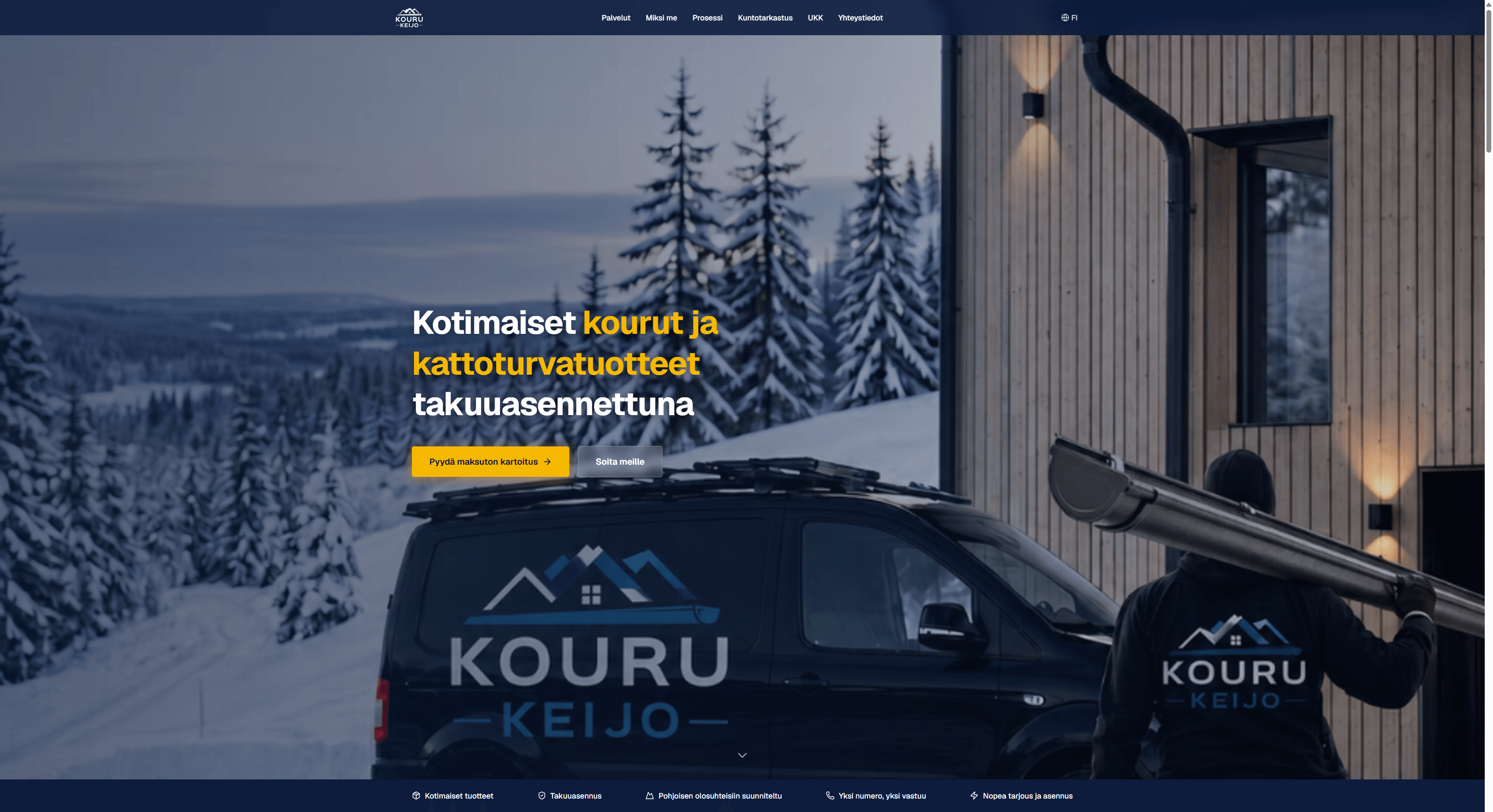 Kuvakaappaus Kouru Keijon sivuston etusivusta
