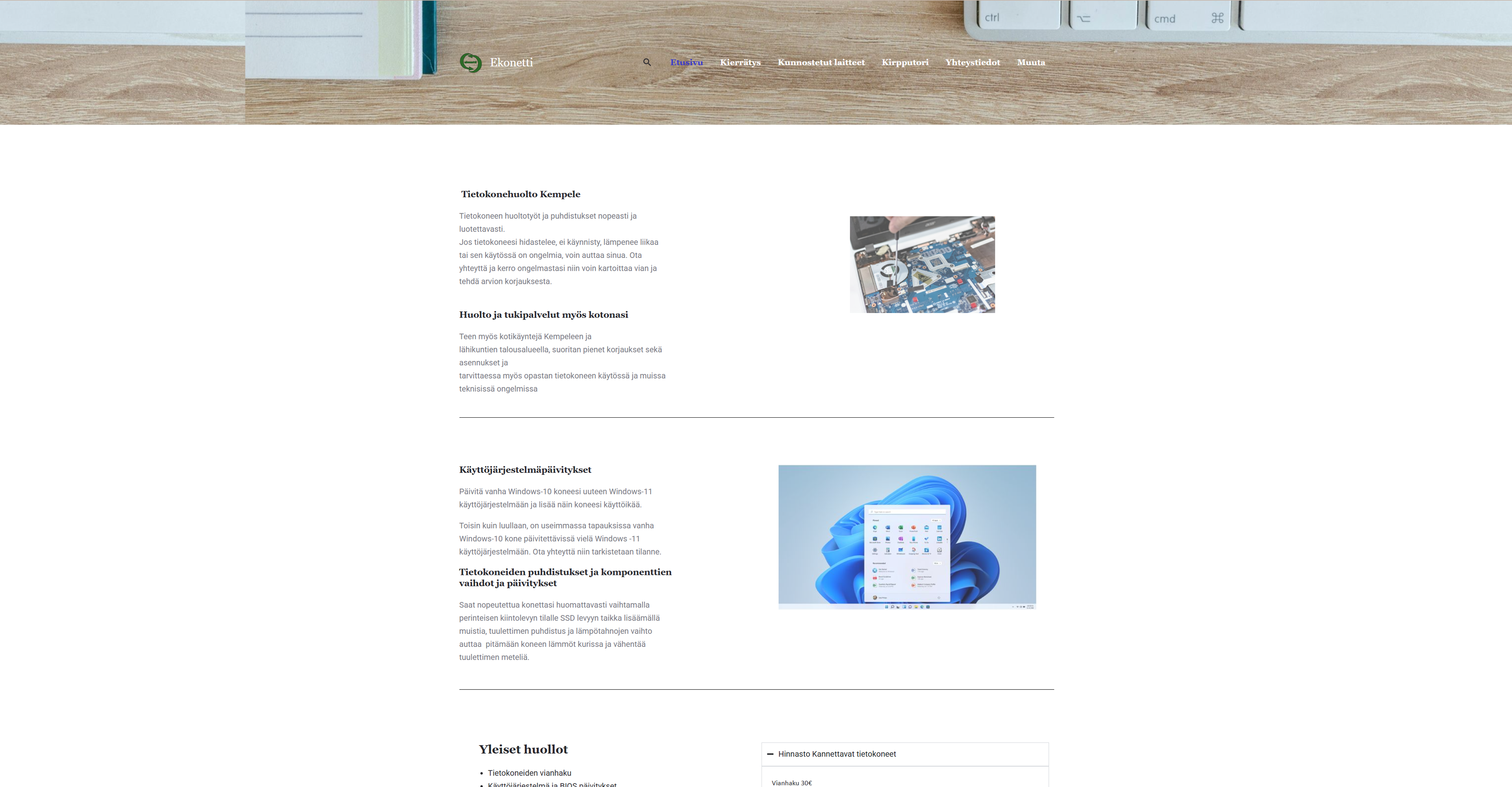 Ekonetin vanha WordPress sivusto