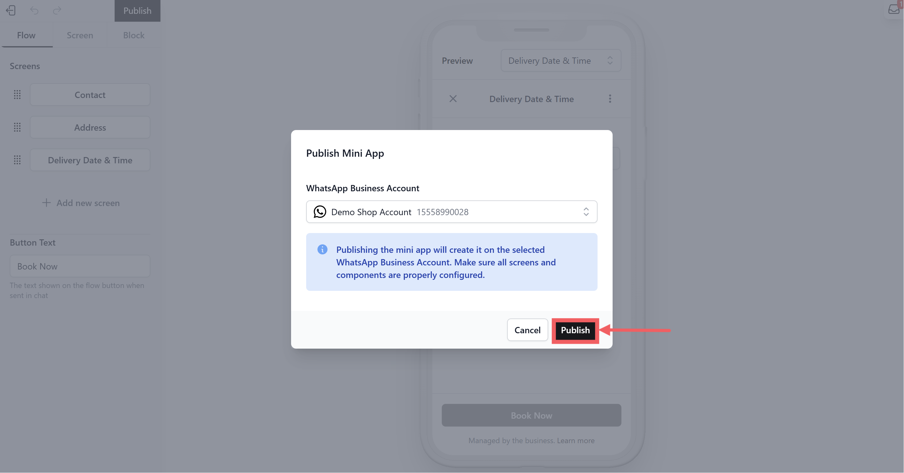 Confirm the Action: A pop-up window will appear asking you to confirm. Click the Publish button inside that window again.