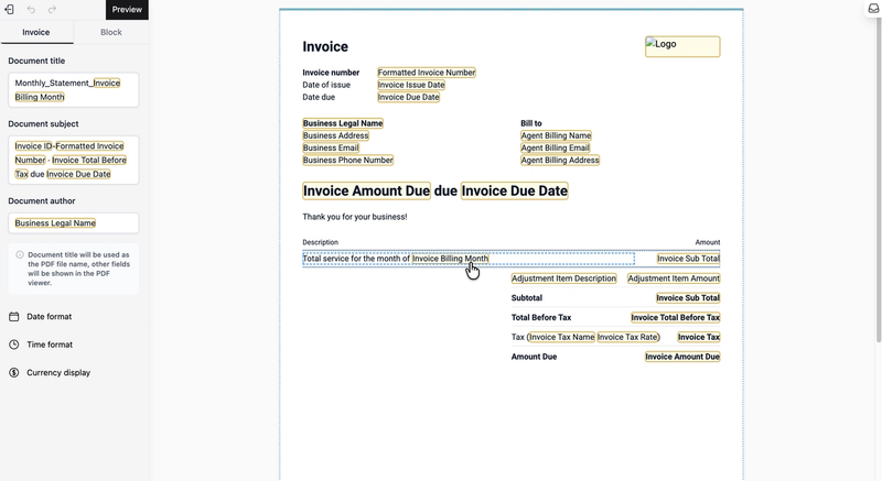 Customize Invoice Templates