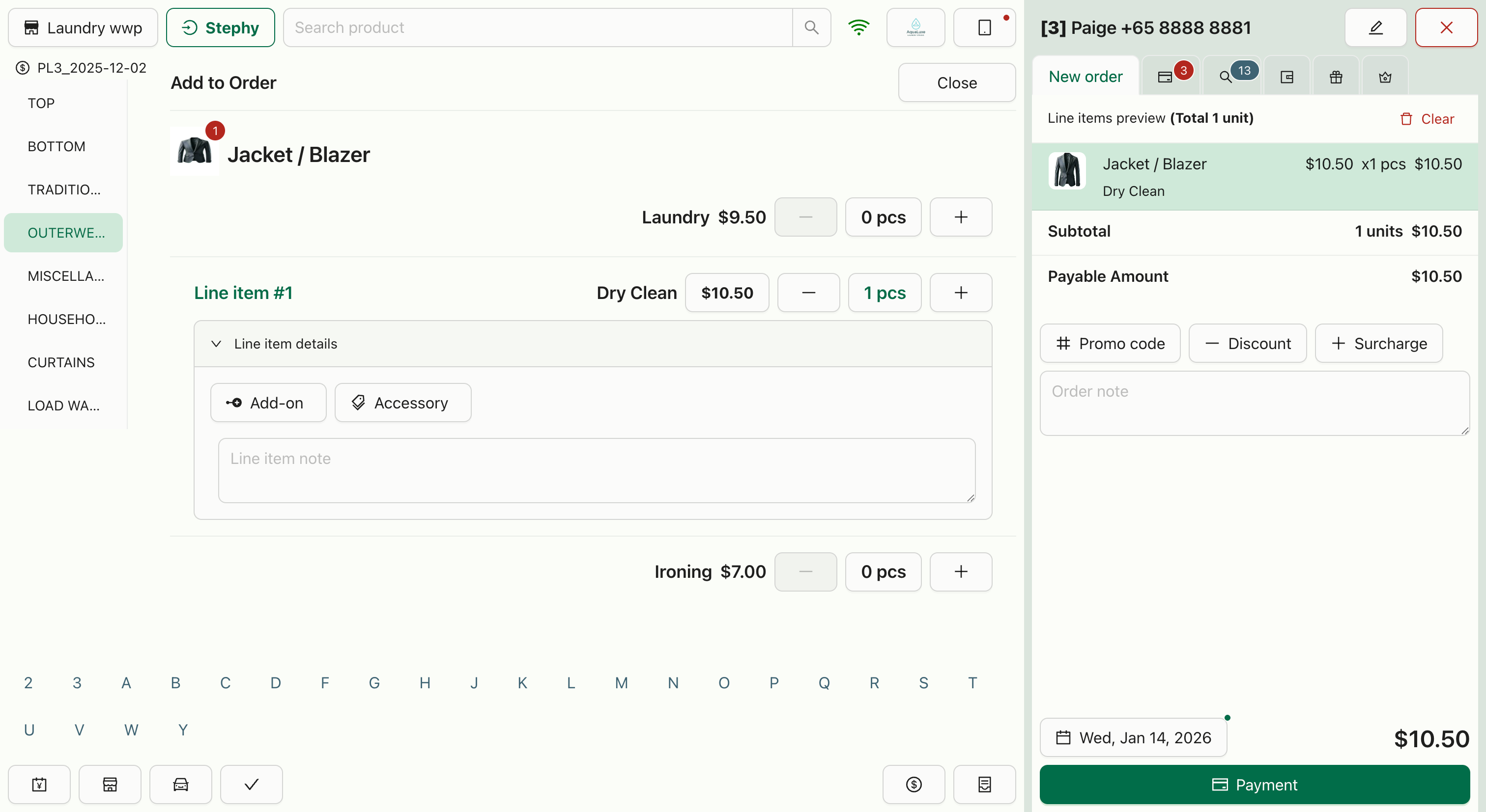 Example: A staff member creates a new order on the POS system and follows the steps you set up in the Action Wizard to complete the intake.
