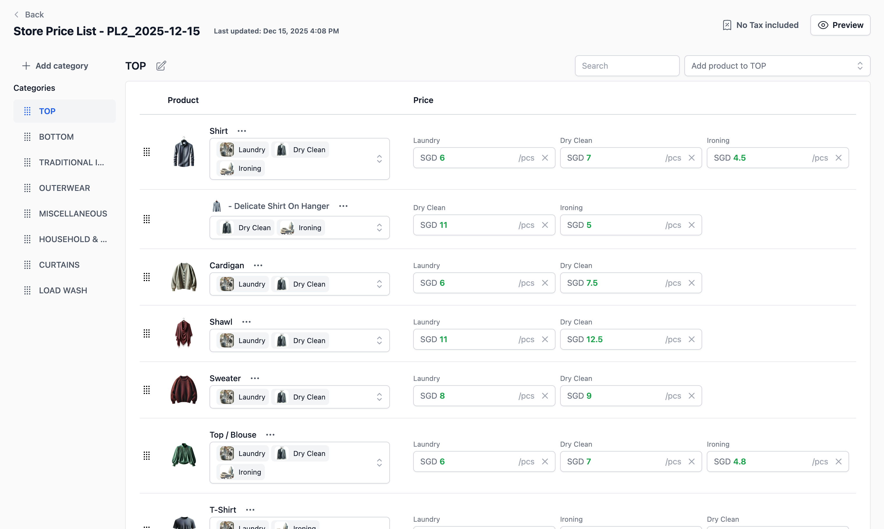 Create an Agent Price List