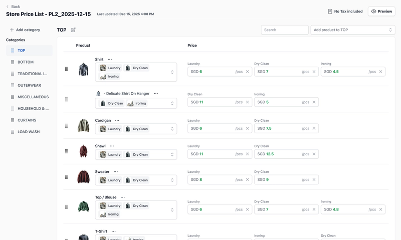 Create an Agent Price List