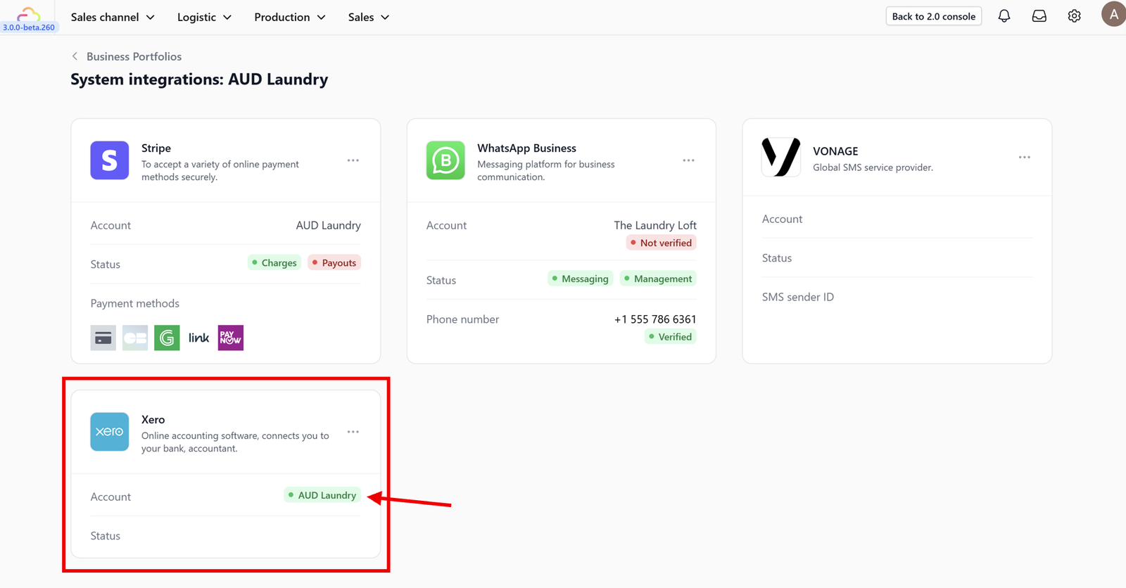 6. Verify: Once the window closes, you will be redirected back to EasyBiz. You should now see a green "Connected" badge on the Xero card.
