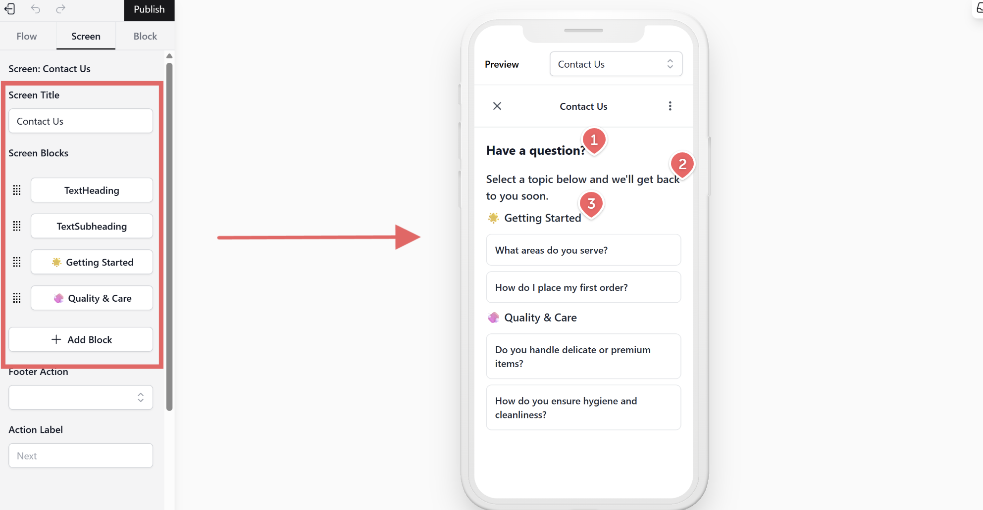 Choose the block type you need from the list.