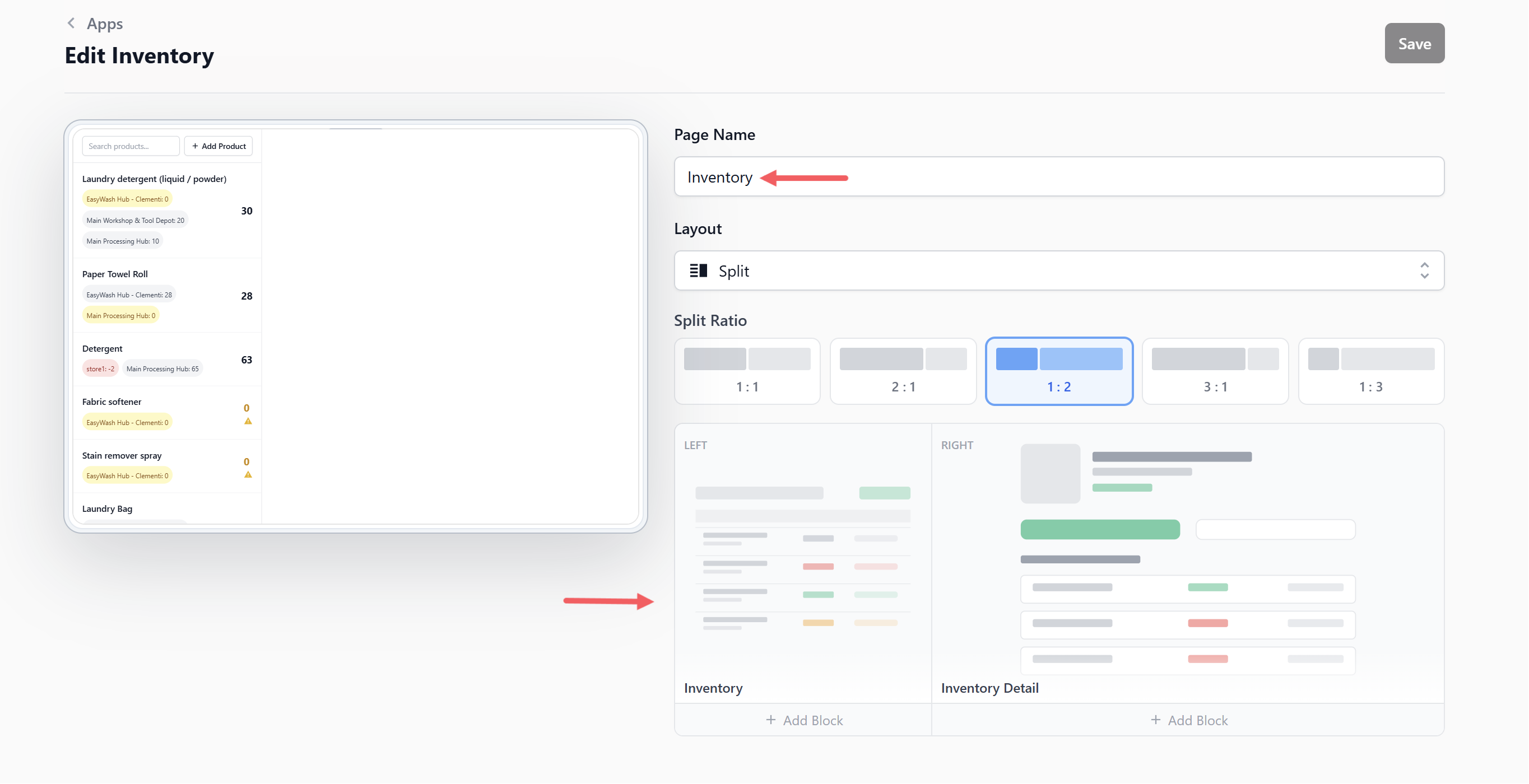 In the template picker, find the Products category and select the Inventory template.
