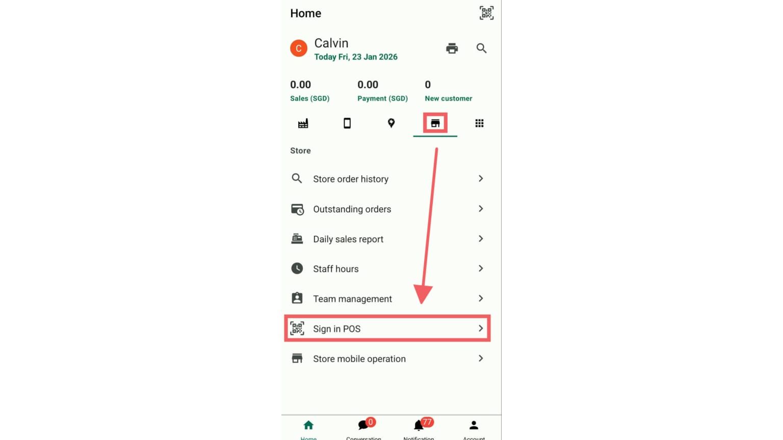 If you are physically at the store with your phone, this is the quickest method.