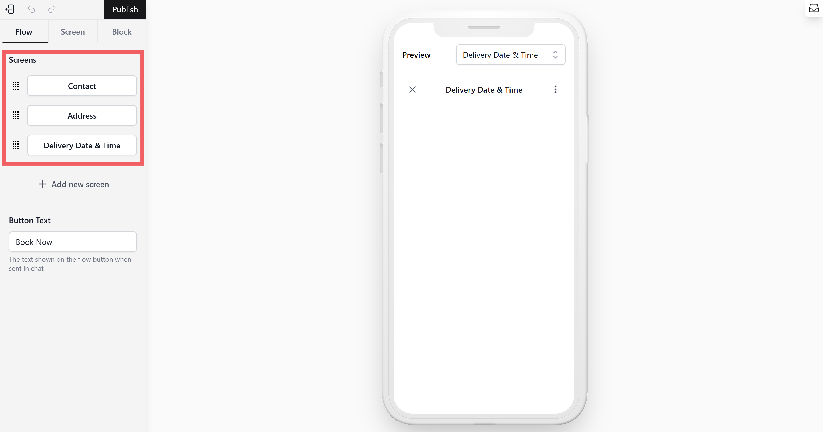 Repeat this process for creating each screen.