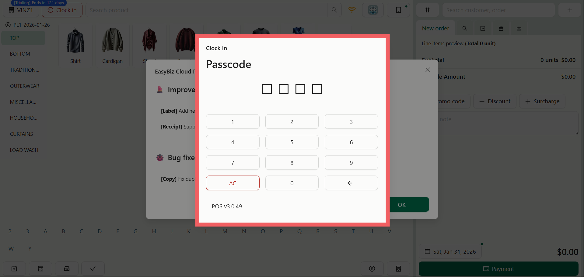 Staff Login & Shift Entry