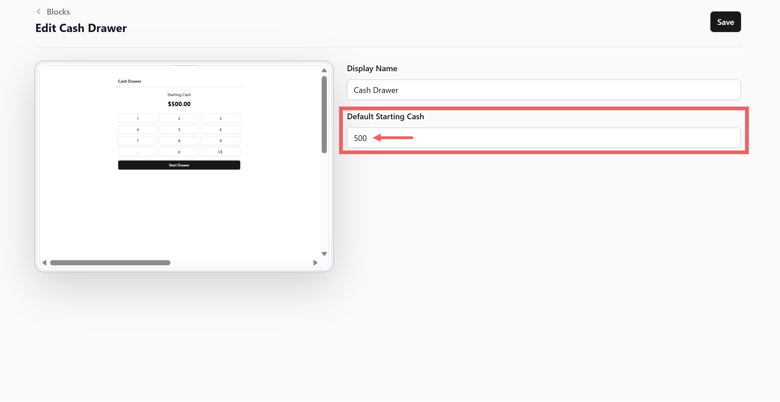 Set the Default Starting Cash to whatever amount you normally start with (for example, $100 or $500).