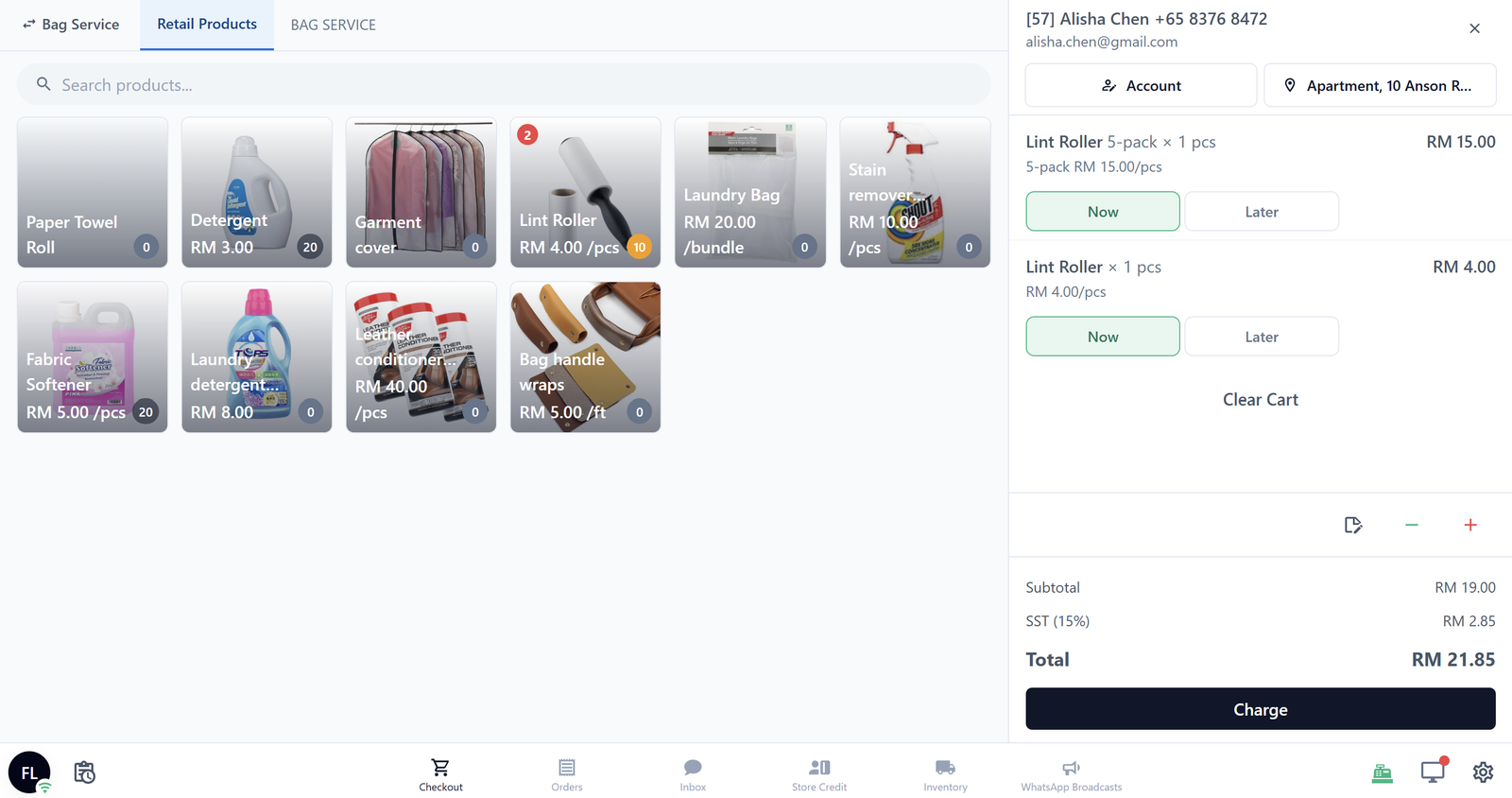 β
Example: A retail product added to the POS cart