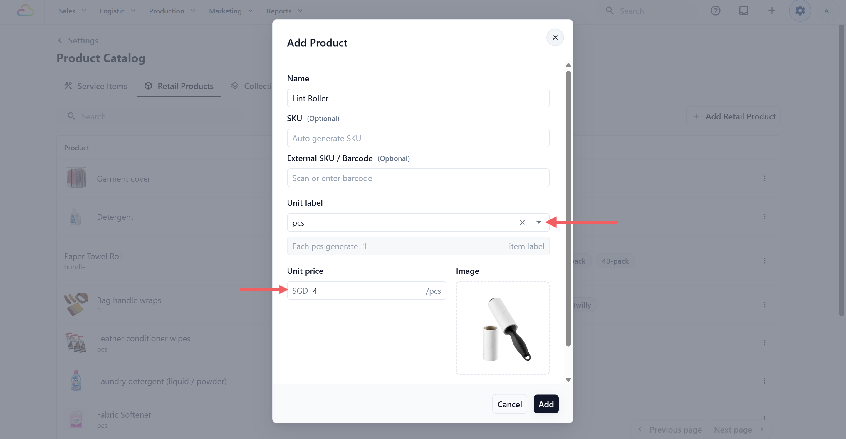 Set how many labels each unit should print (see Item Labels below).