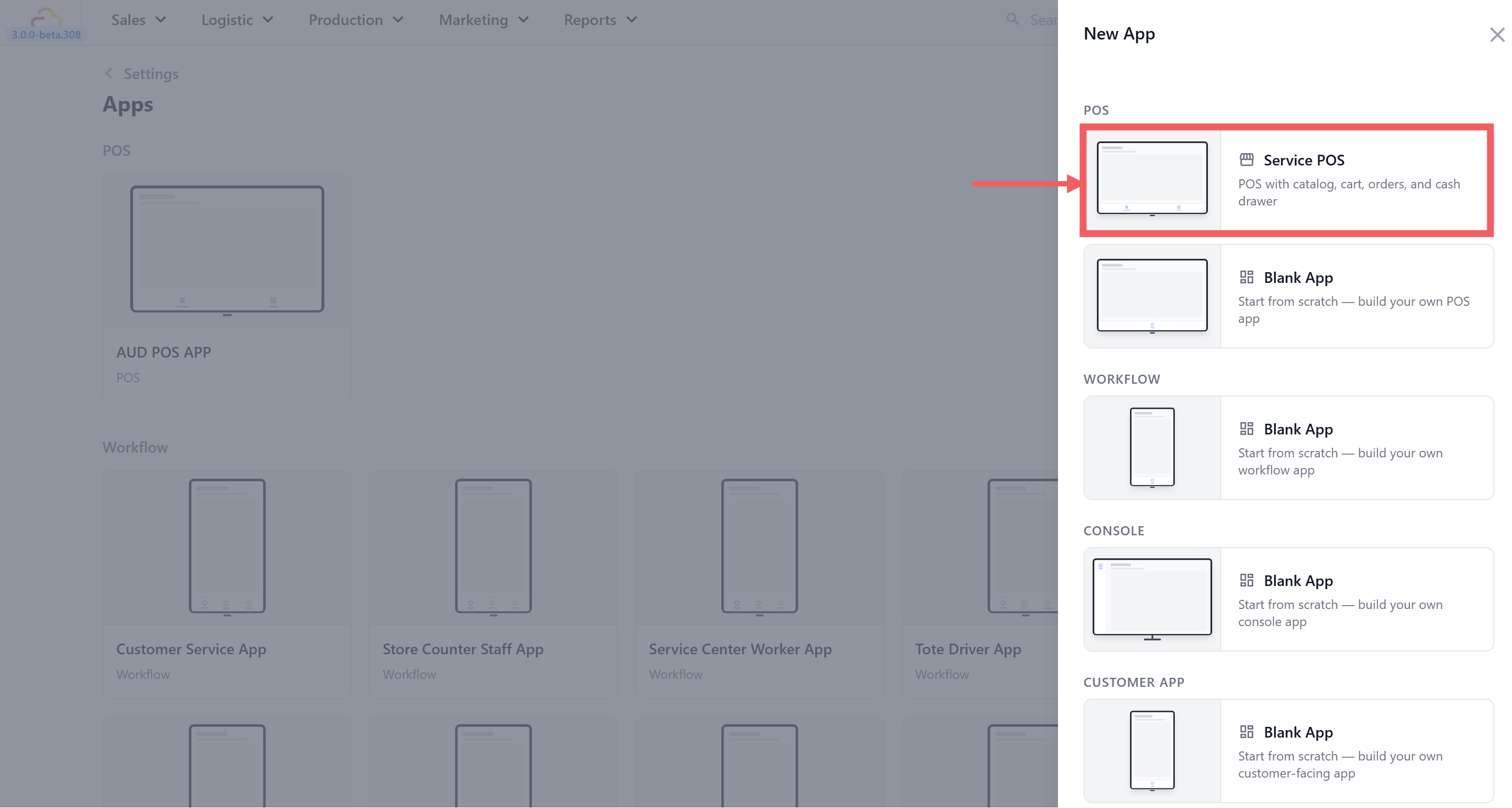 Select Service POS, this is the template for all service businesses (laundry, bag repair, tailoring, and so on)