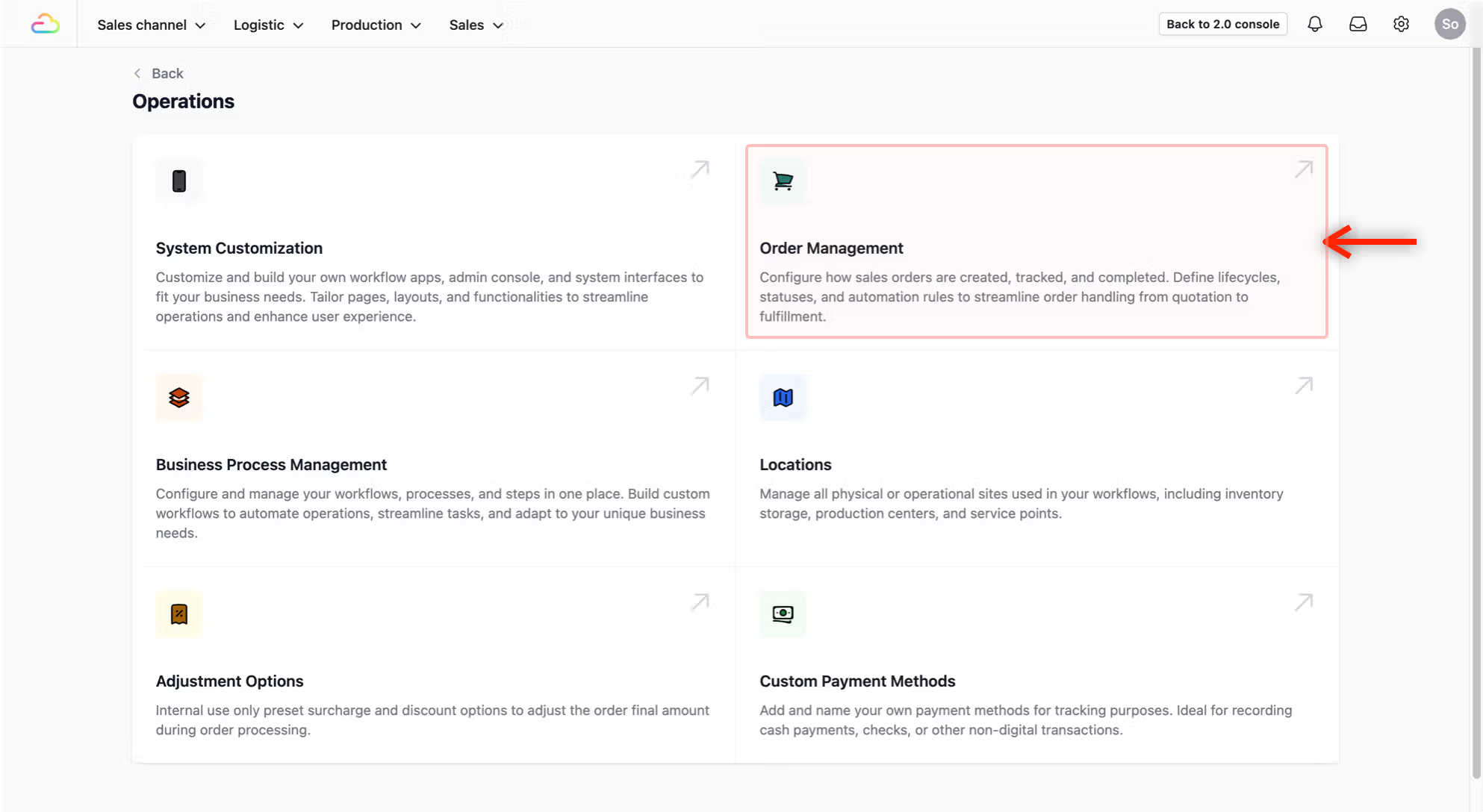 This is the central hub where you define your sales orders, the steps necessary for your team to create an order, and the processes tied to that order.