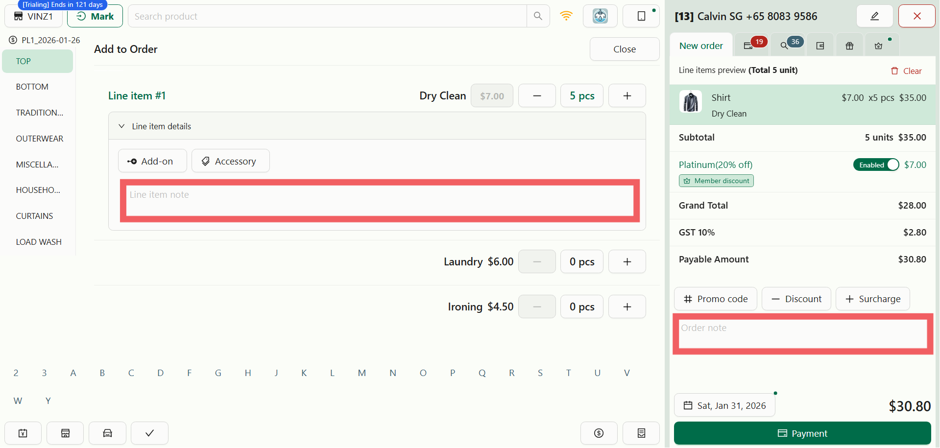 Order Note vs. Line Item Note