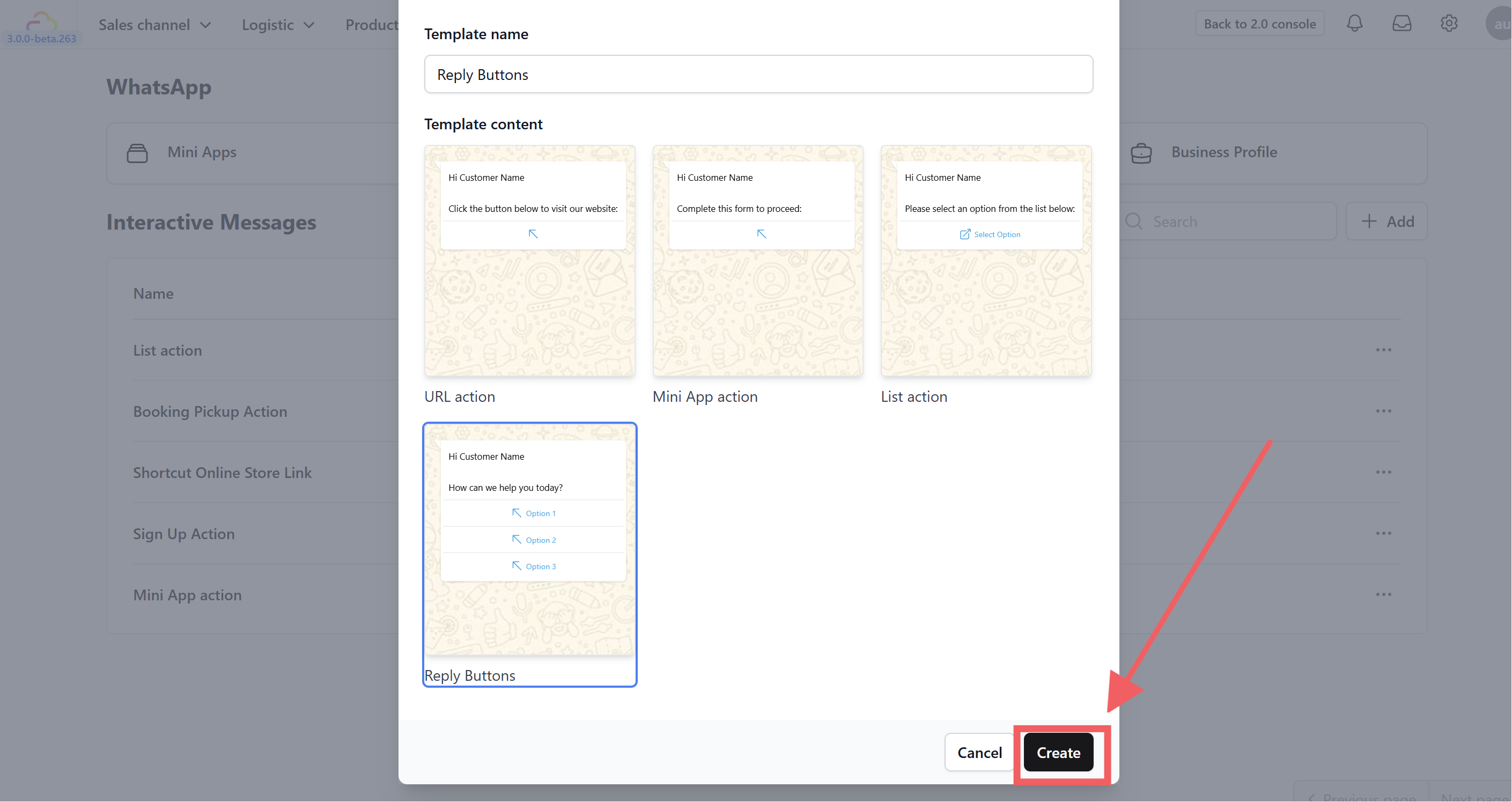 Reply Buttons: Offers up to 3 quick response buttons.