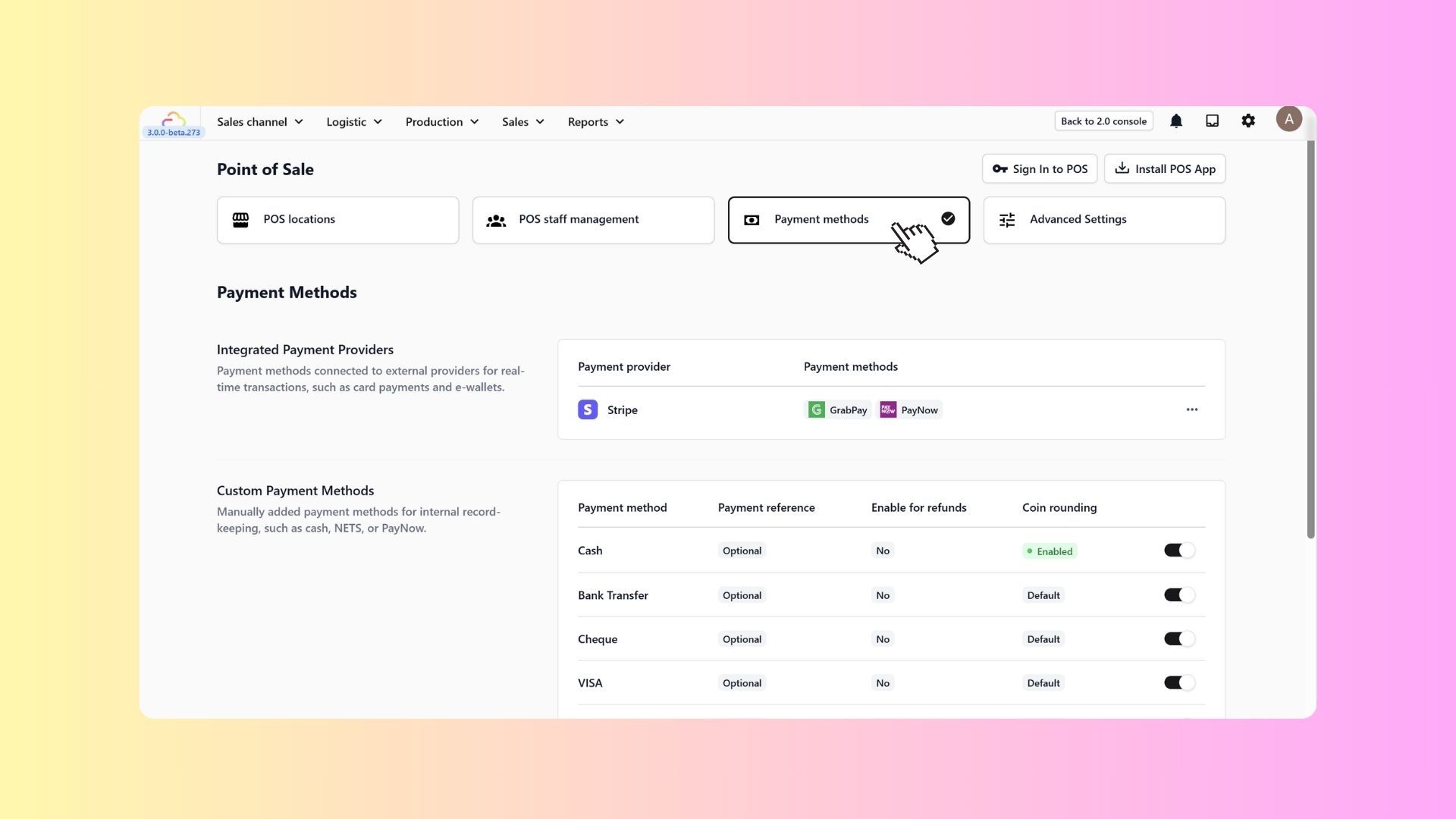 Set Up Payment Methods & Rounding