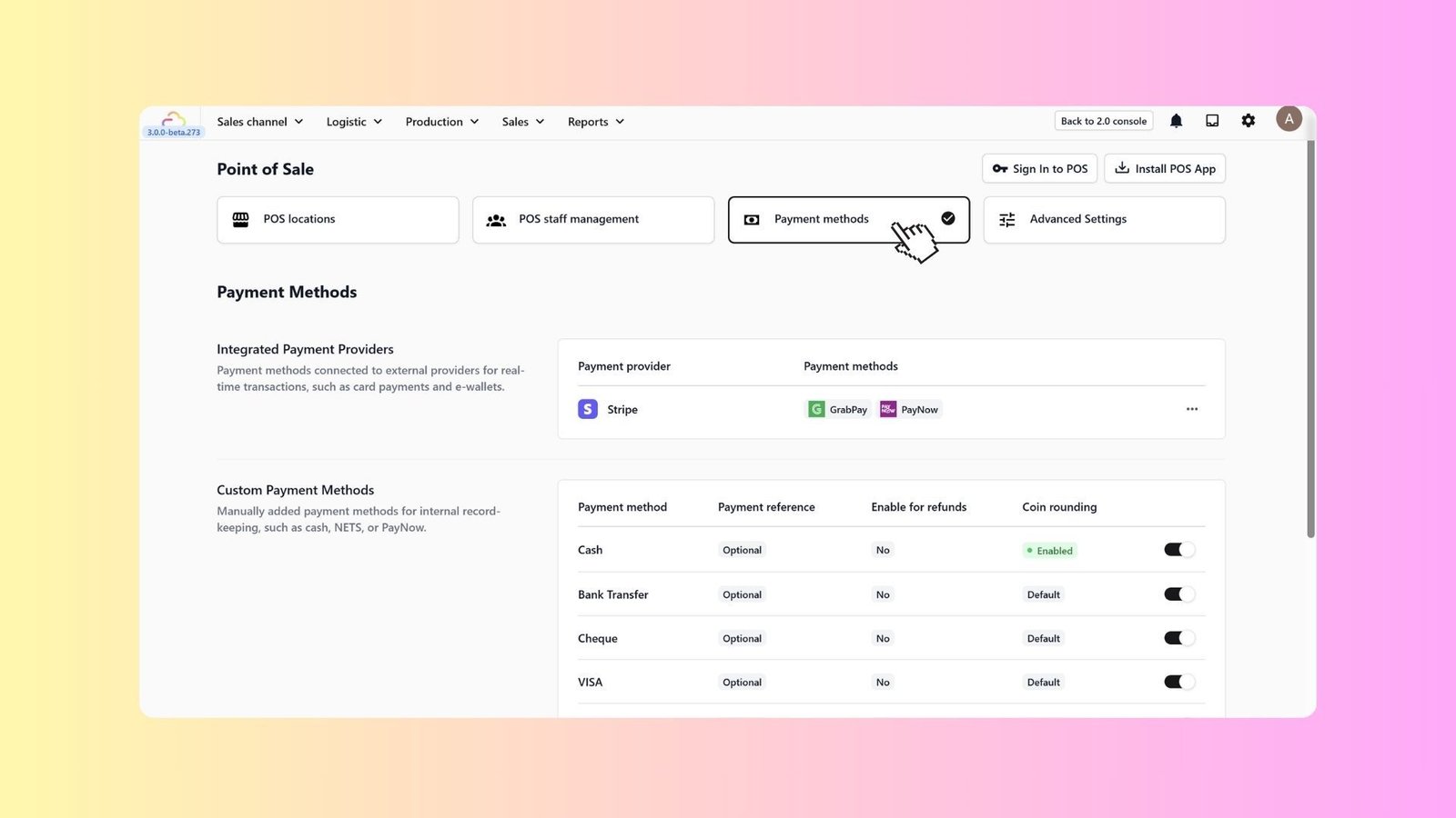 Set Up Payment Methods & Rounding