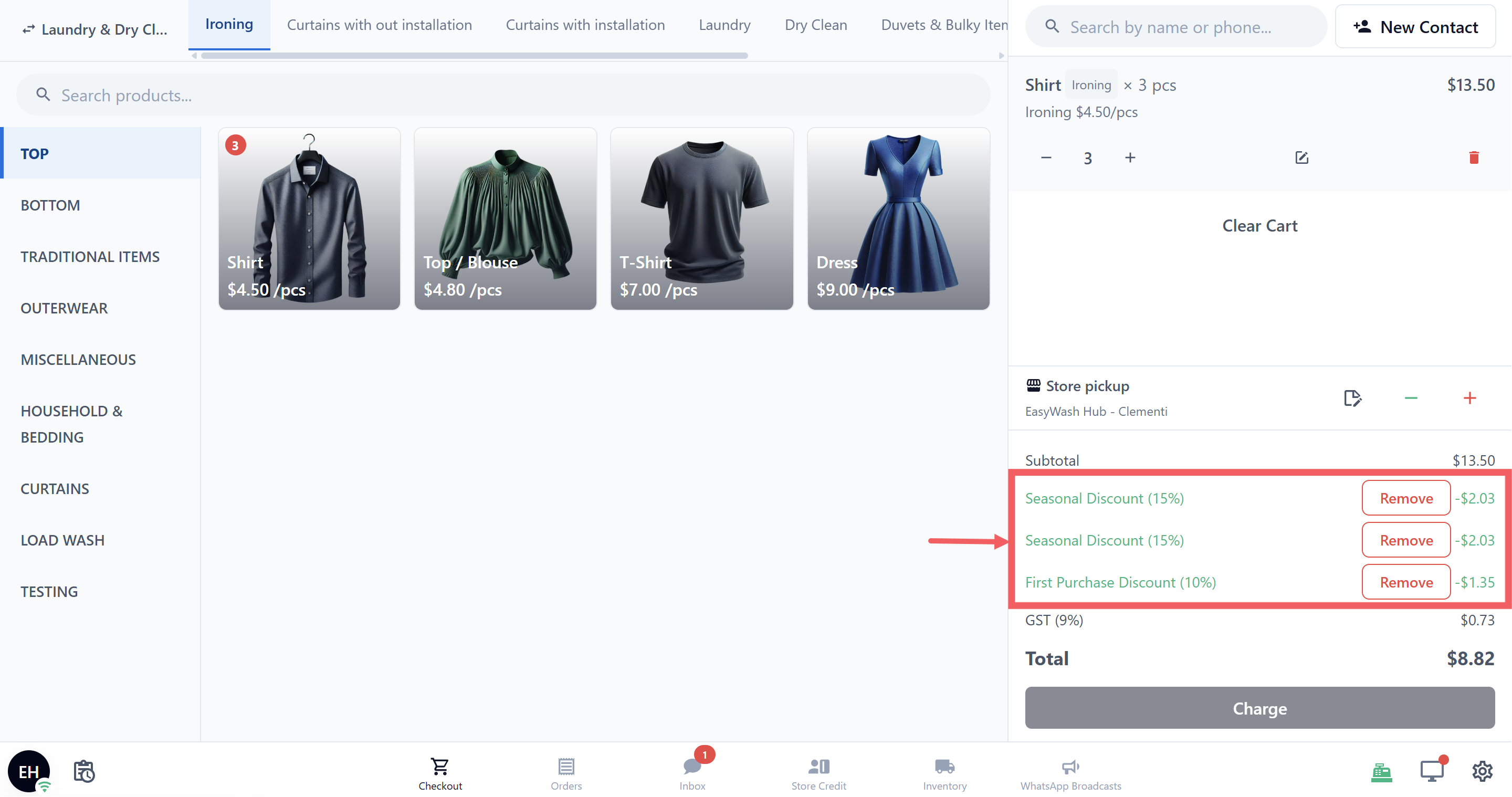 You can stack different options on one order, like a VIP Discount 10% and a Delivery Surcharge $3, each as its own row. If Allow multiple applications is on, you can also add the same option more than once.