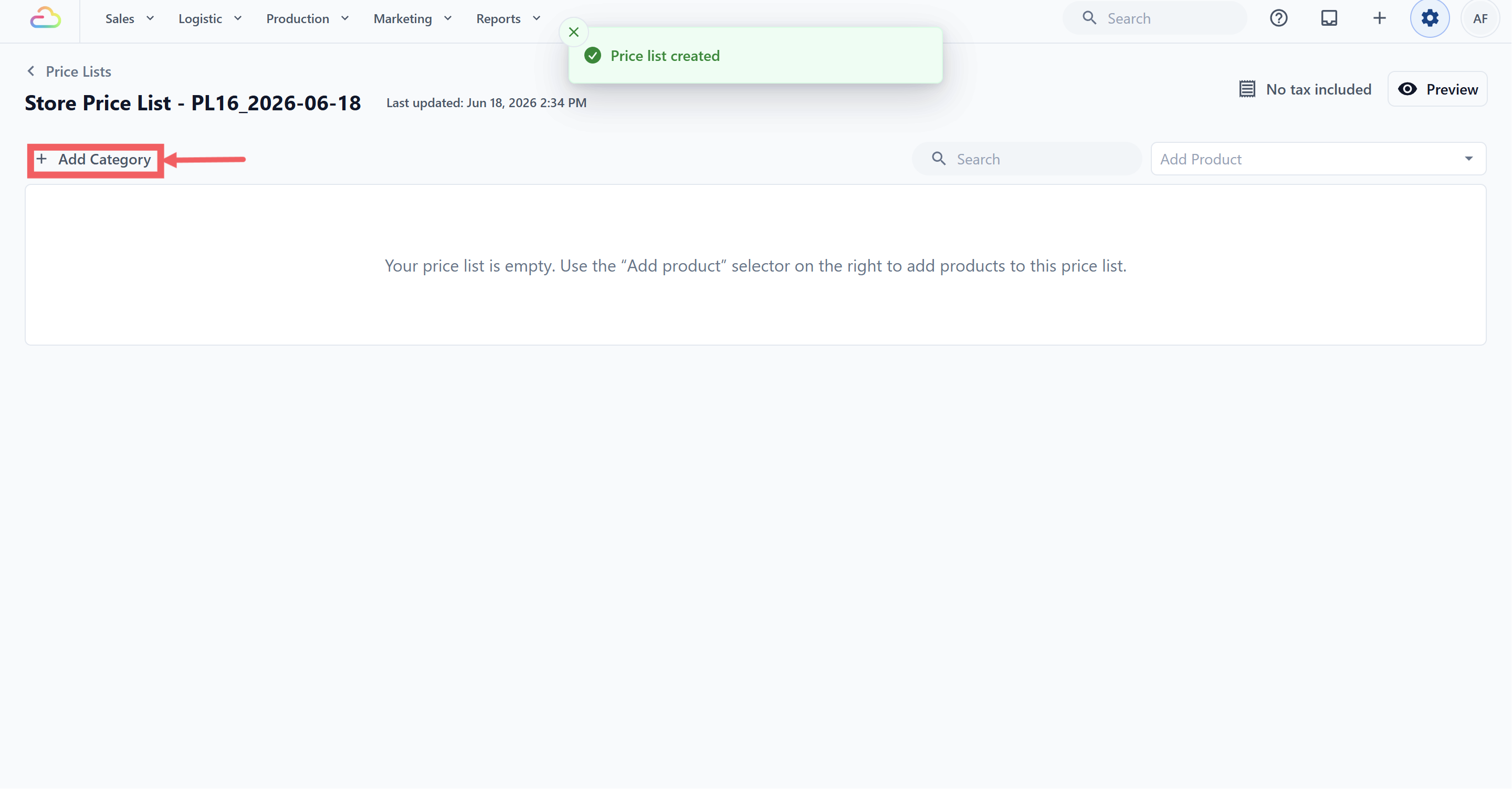 On the left, click + Add category. Enter a category name (for example "Tops" or "Curtains") and click Add Category.