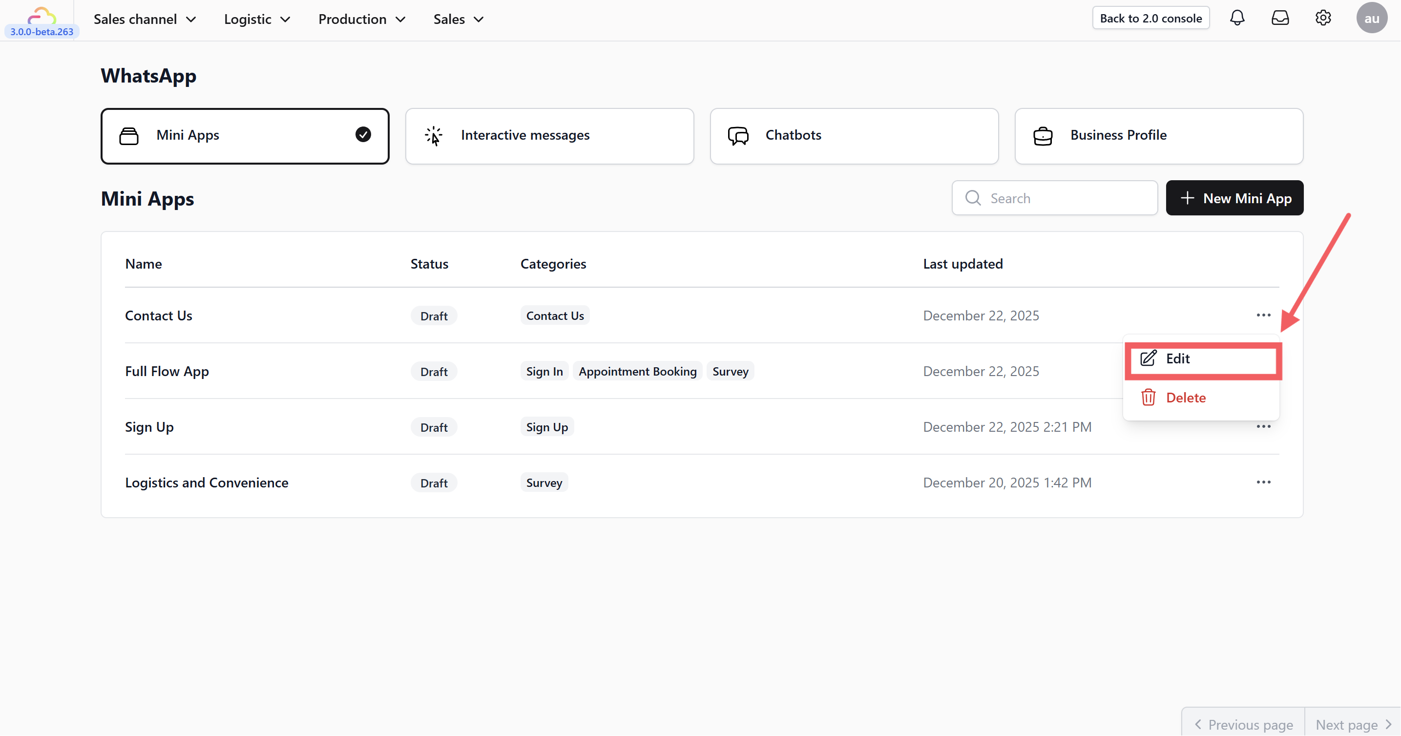 Once created, you need to define the pages (Screens) your customer will see.