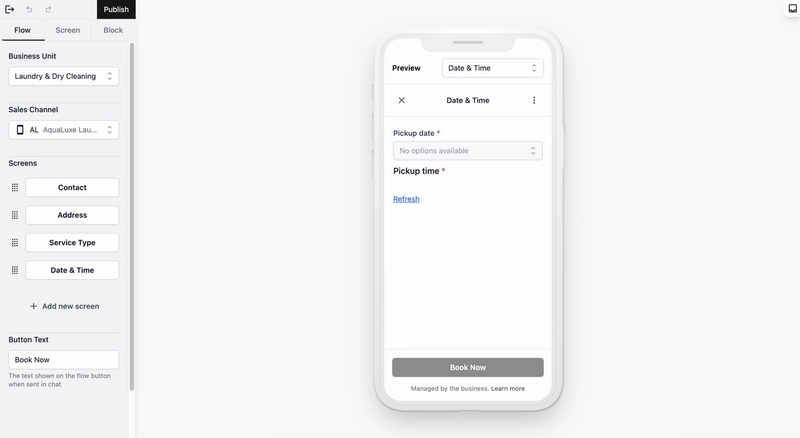 Laundry Home Pickup Booking via WhatsApp