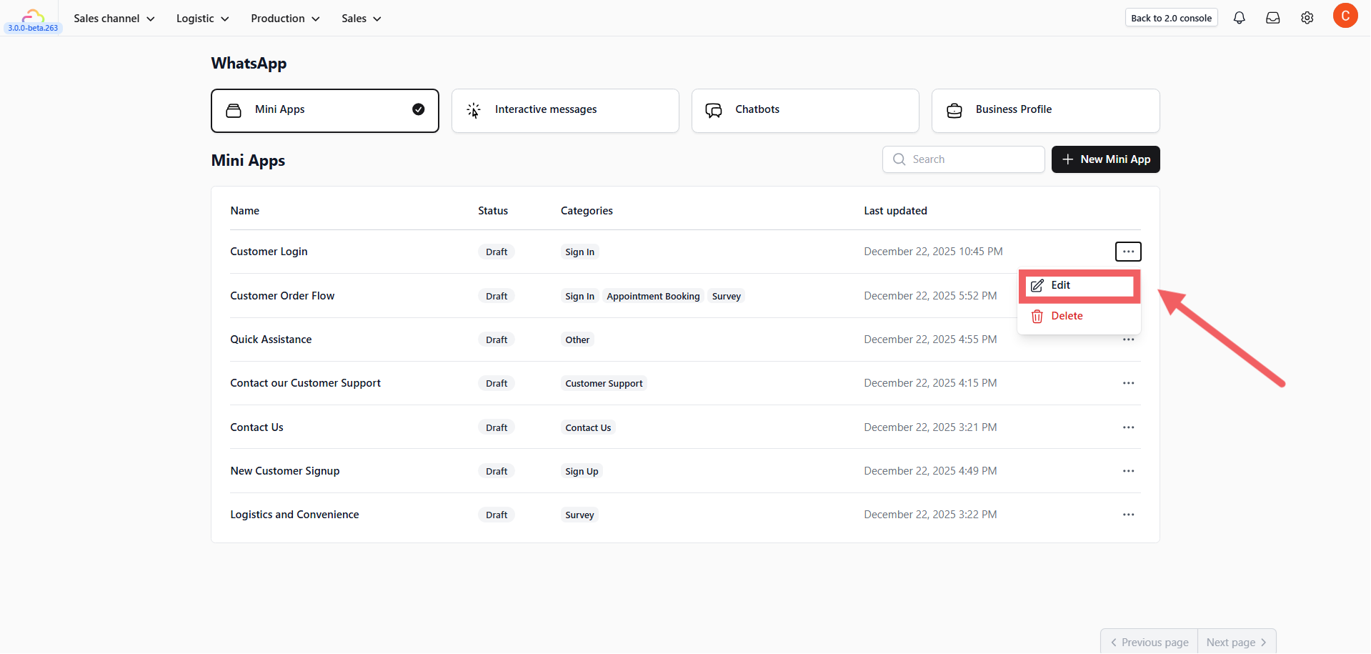 Once created, you need to define the page (Screen) your customer will see.