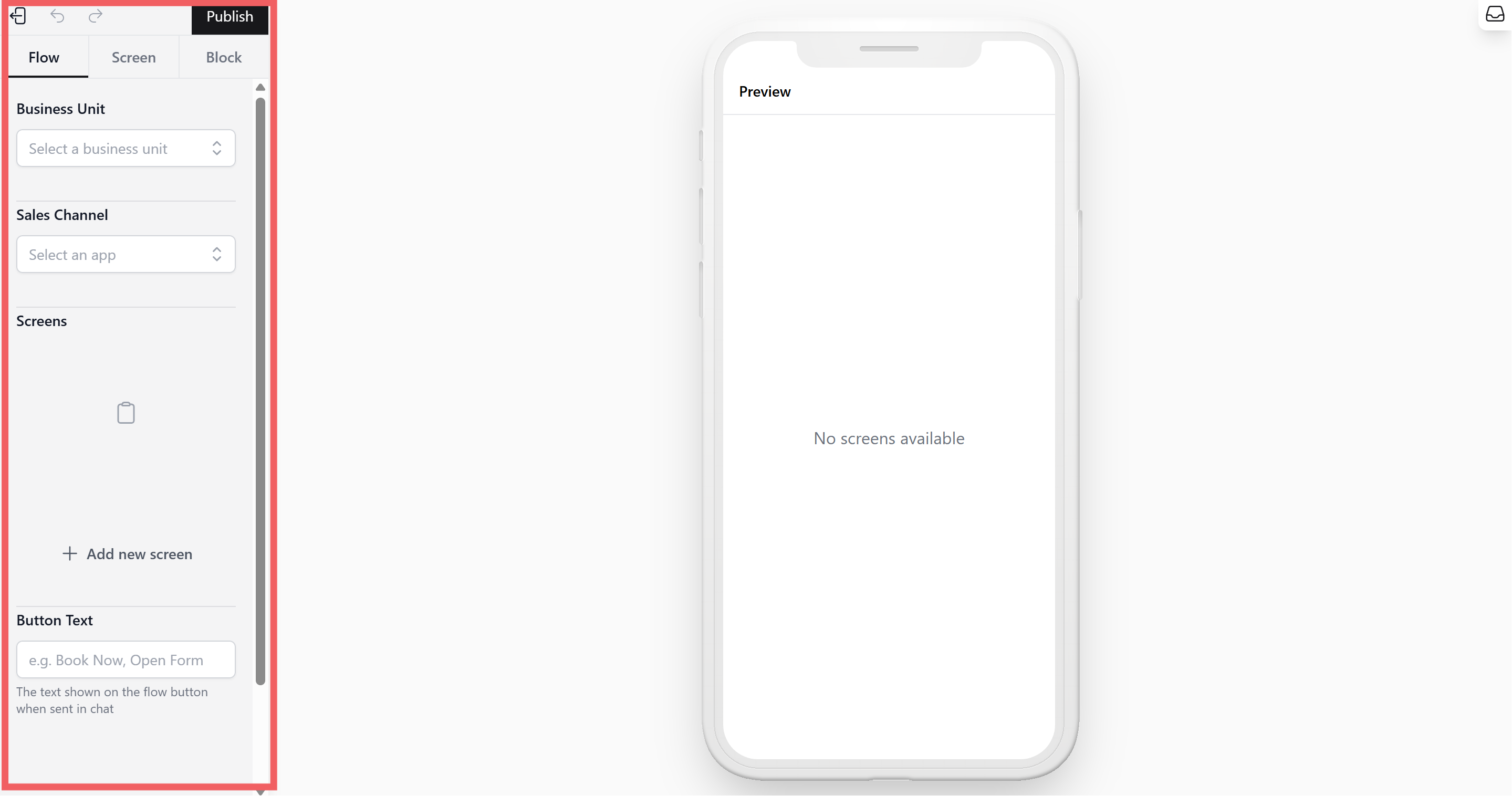 Left Side: This is where you add contents to the form.