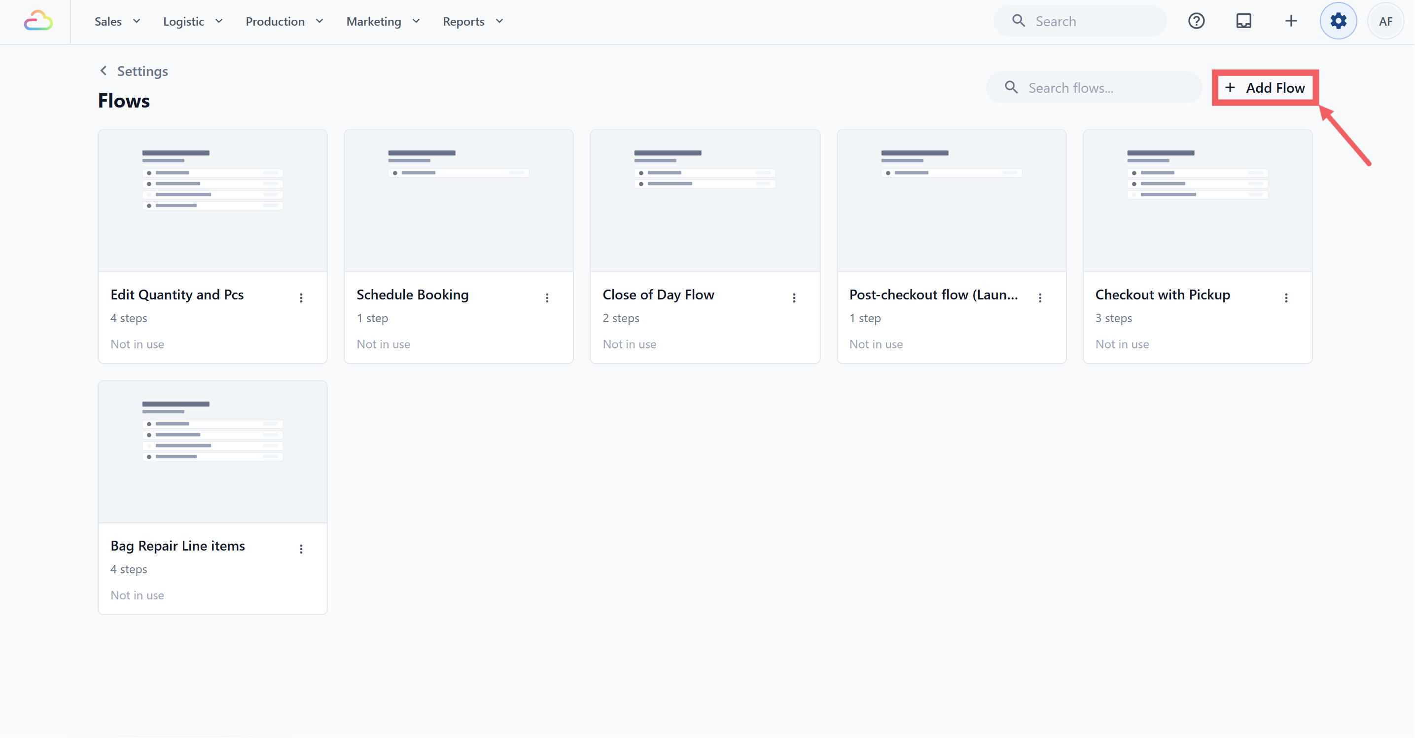 Click Add Flow at the top-right of the page.