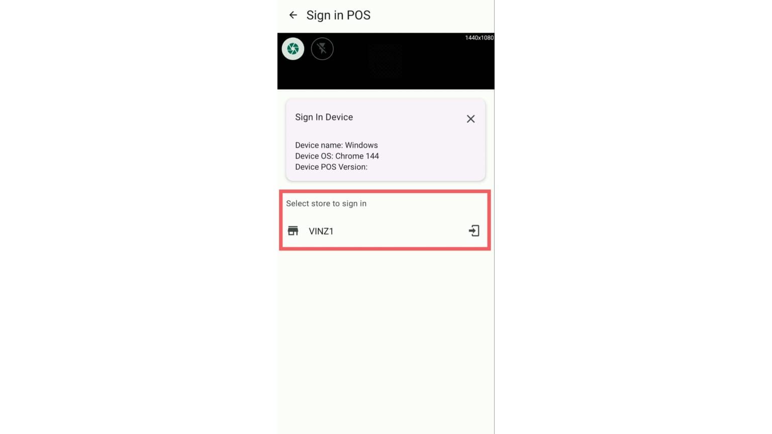 4. Your camera will open. You can either scan the QR code displayed or input the 8-digit on the POS terminal screen.
