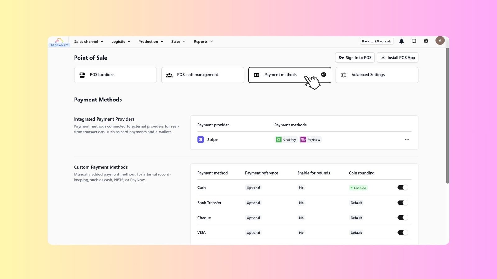 Set Up Payment Methods & Rounding