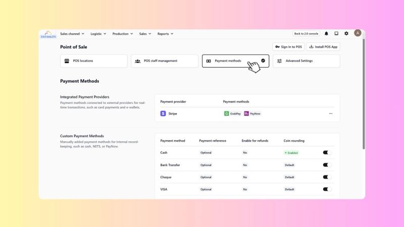 Set Up Payment Methods & Rounding