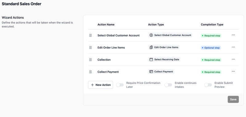 Set up the Order Entry Steps