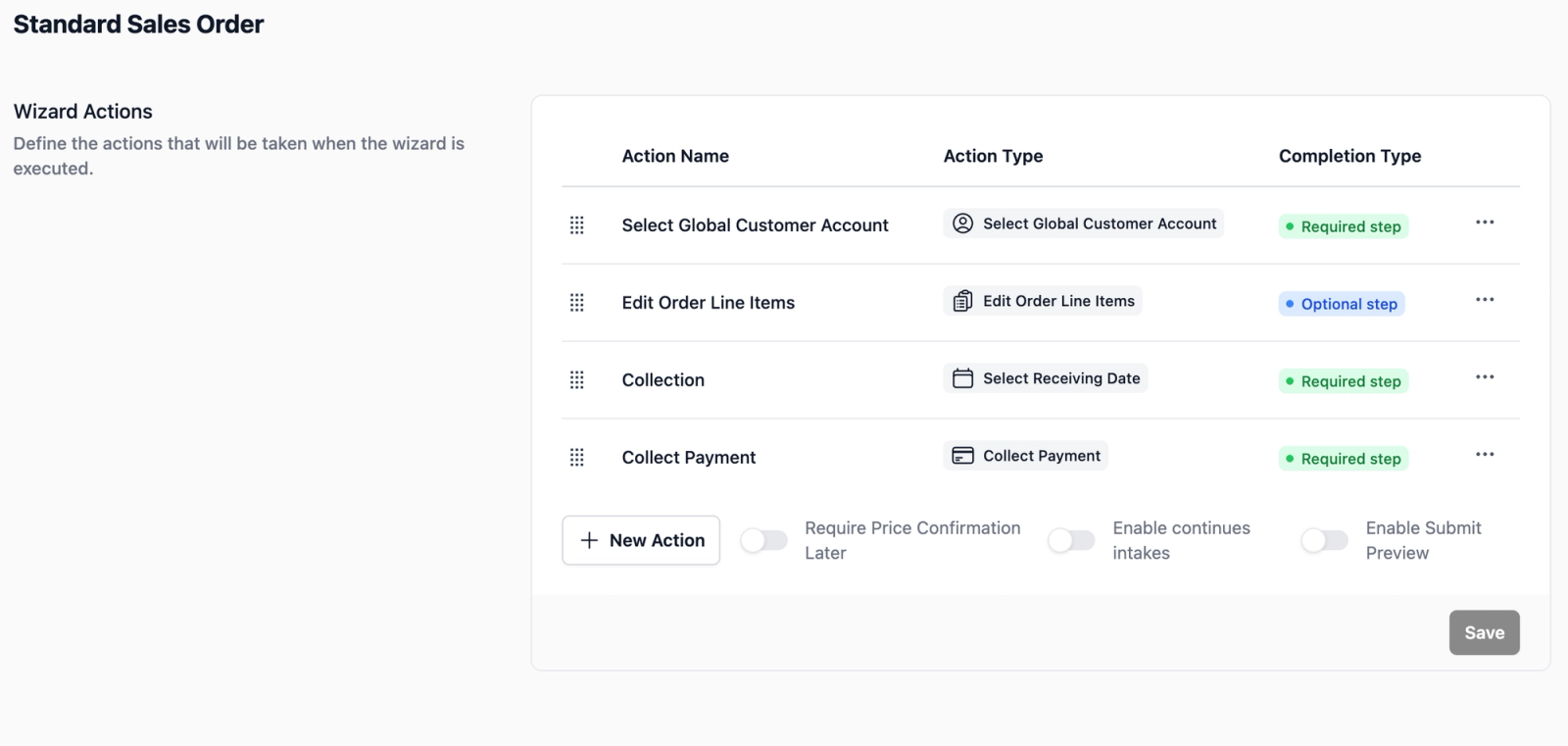 Set up the Order Entry Steps