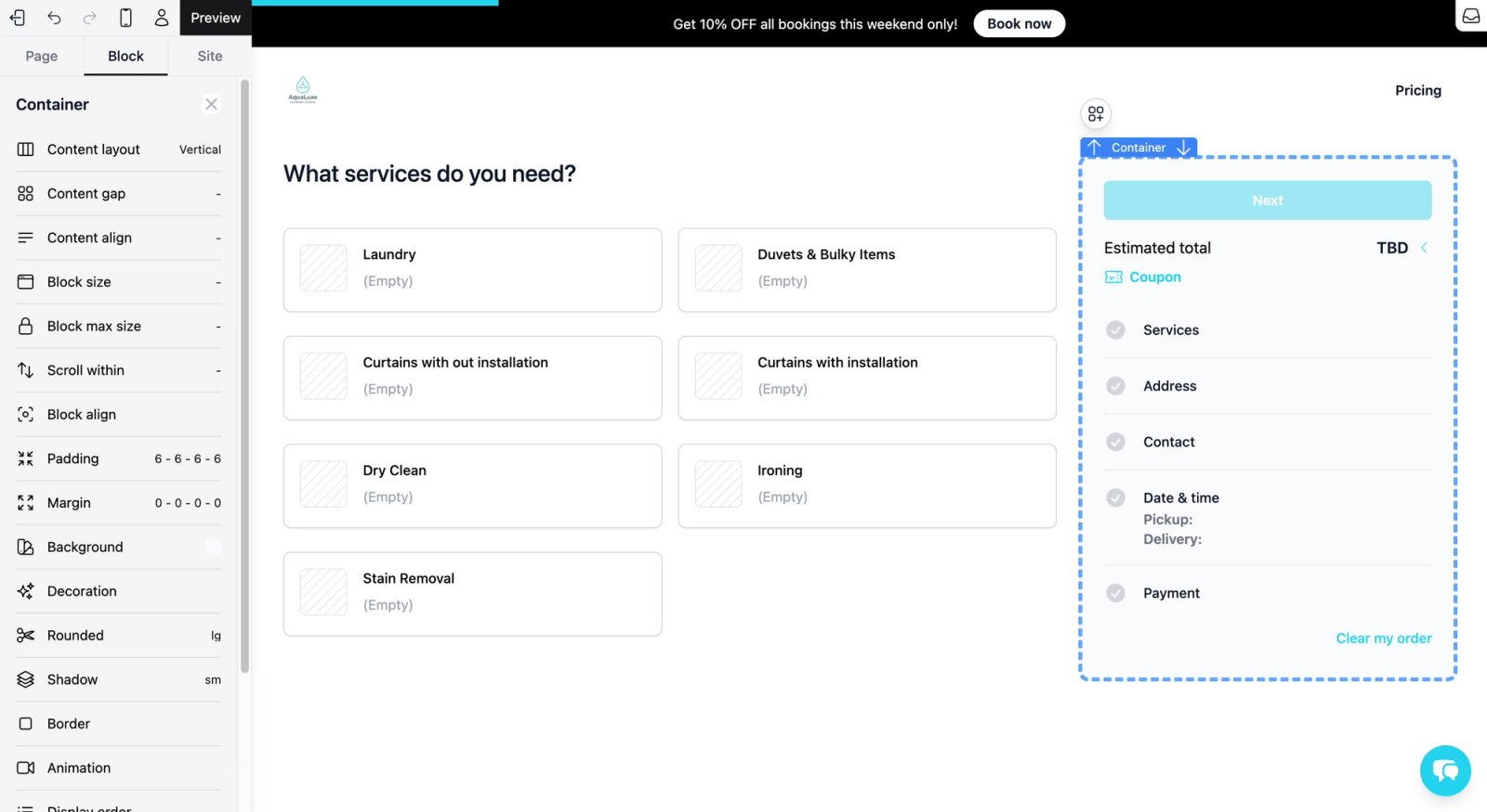 Set up your Online Booking System