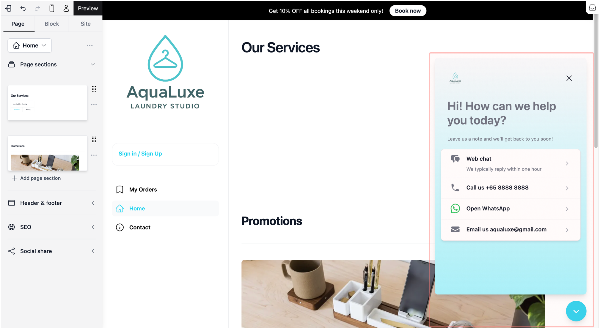 Block Tab: Chat Widget