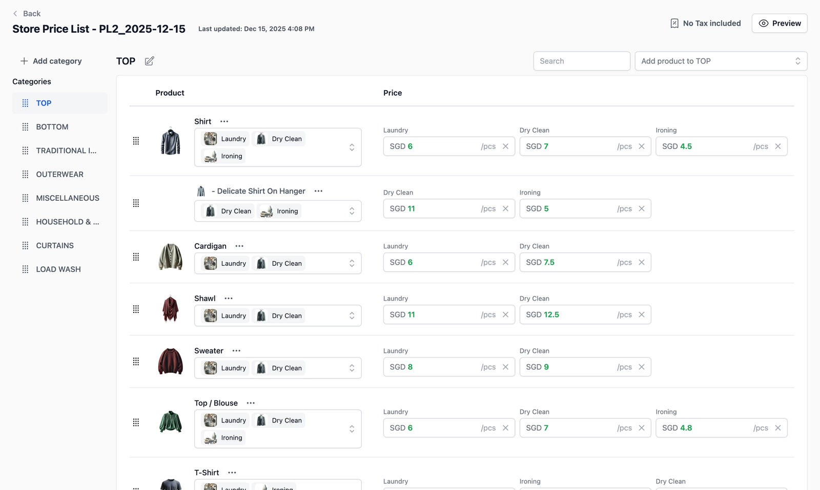 Create an Agent Price List