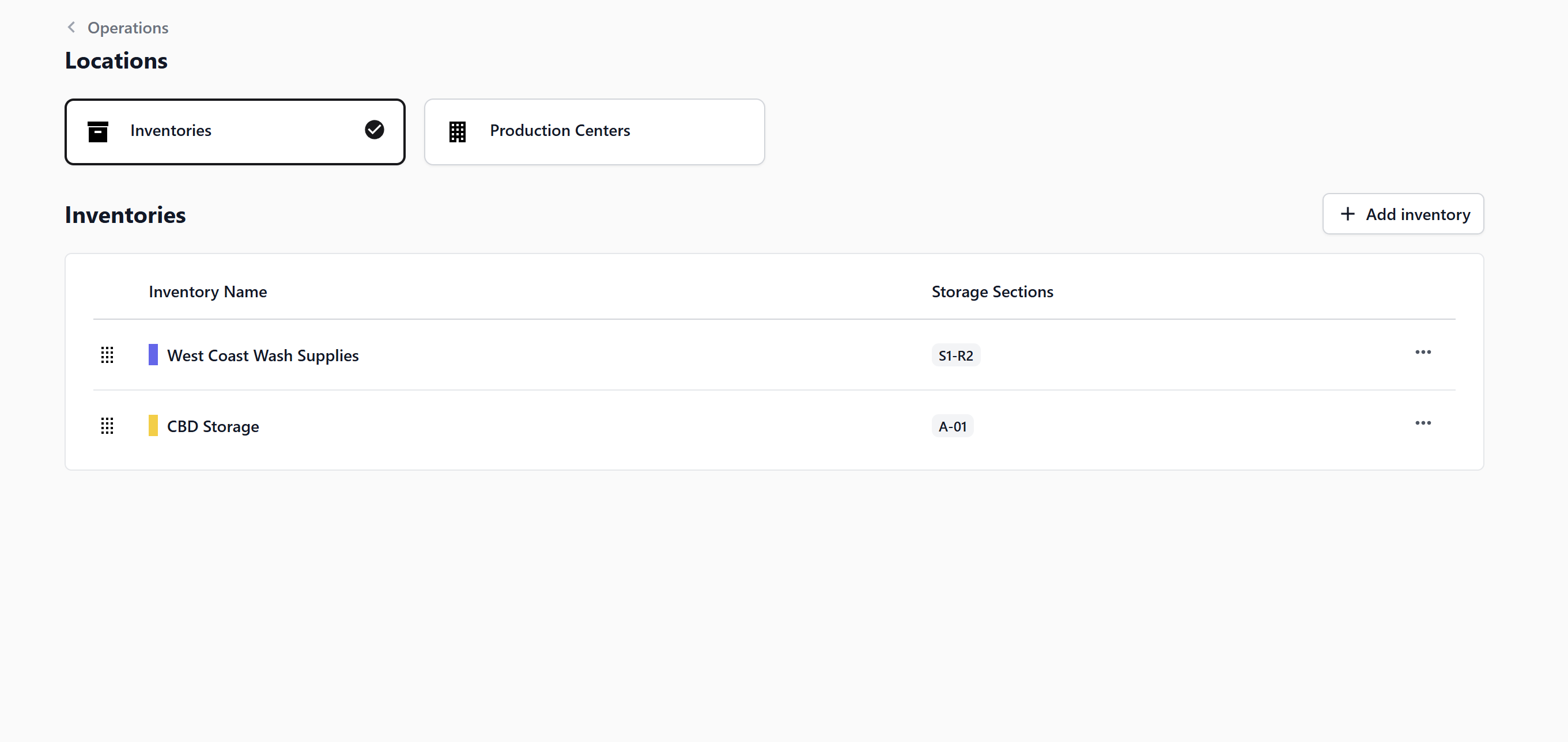 Managing Inventory Locations